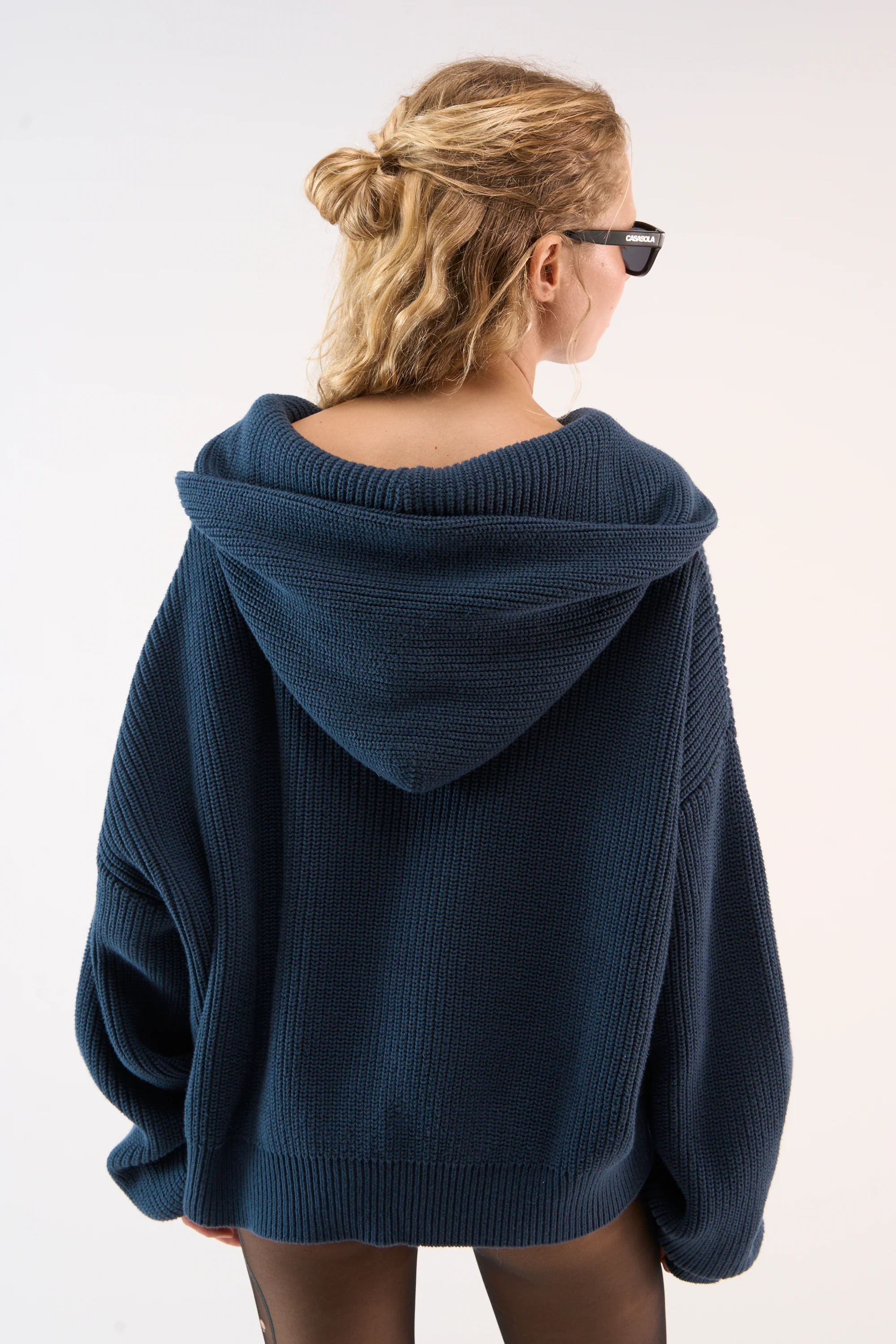 Bawdy Navy Knit Hoodie - Image 4