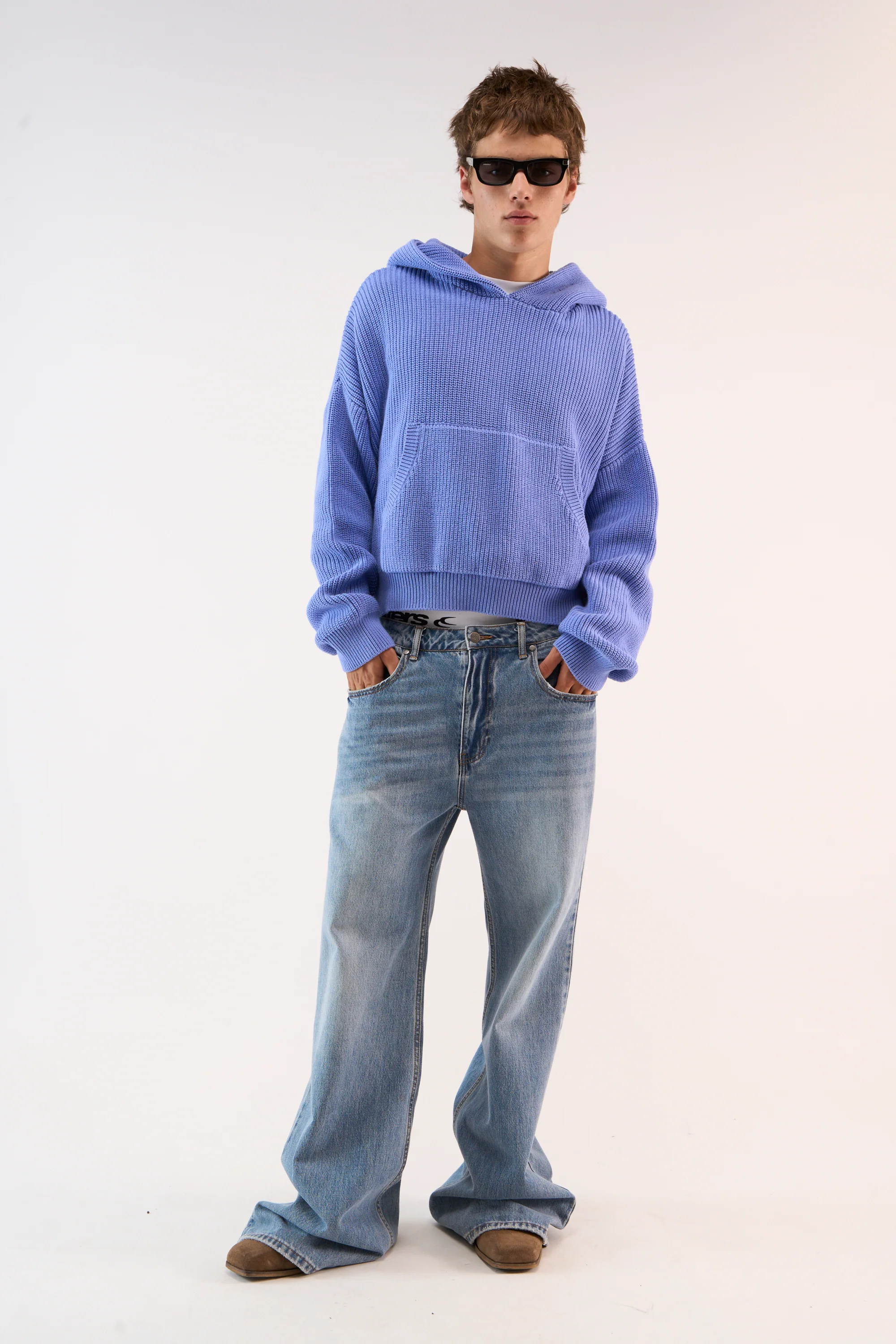 Bawdy Royal Blue Knit Hoodie - Image 3
