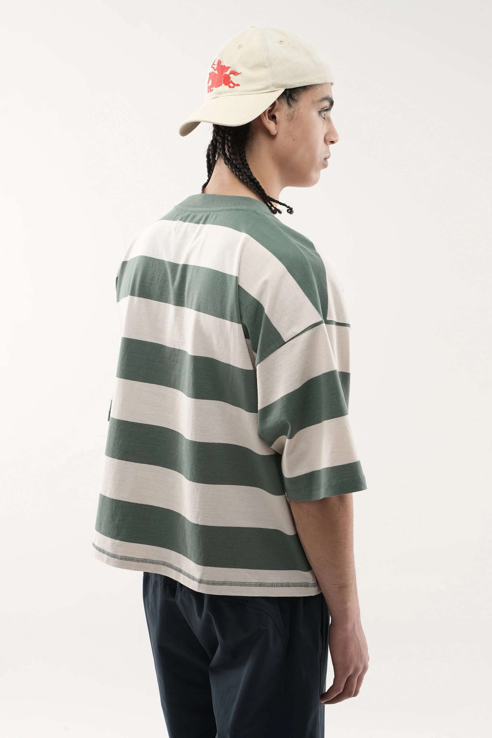 Boy Green Striped T-Shirt - Image 4