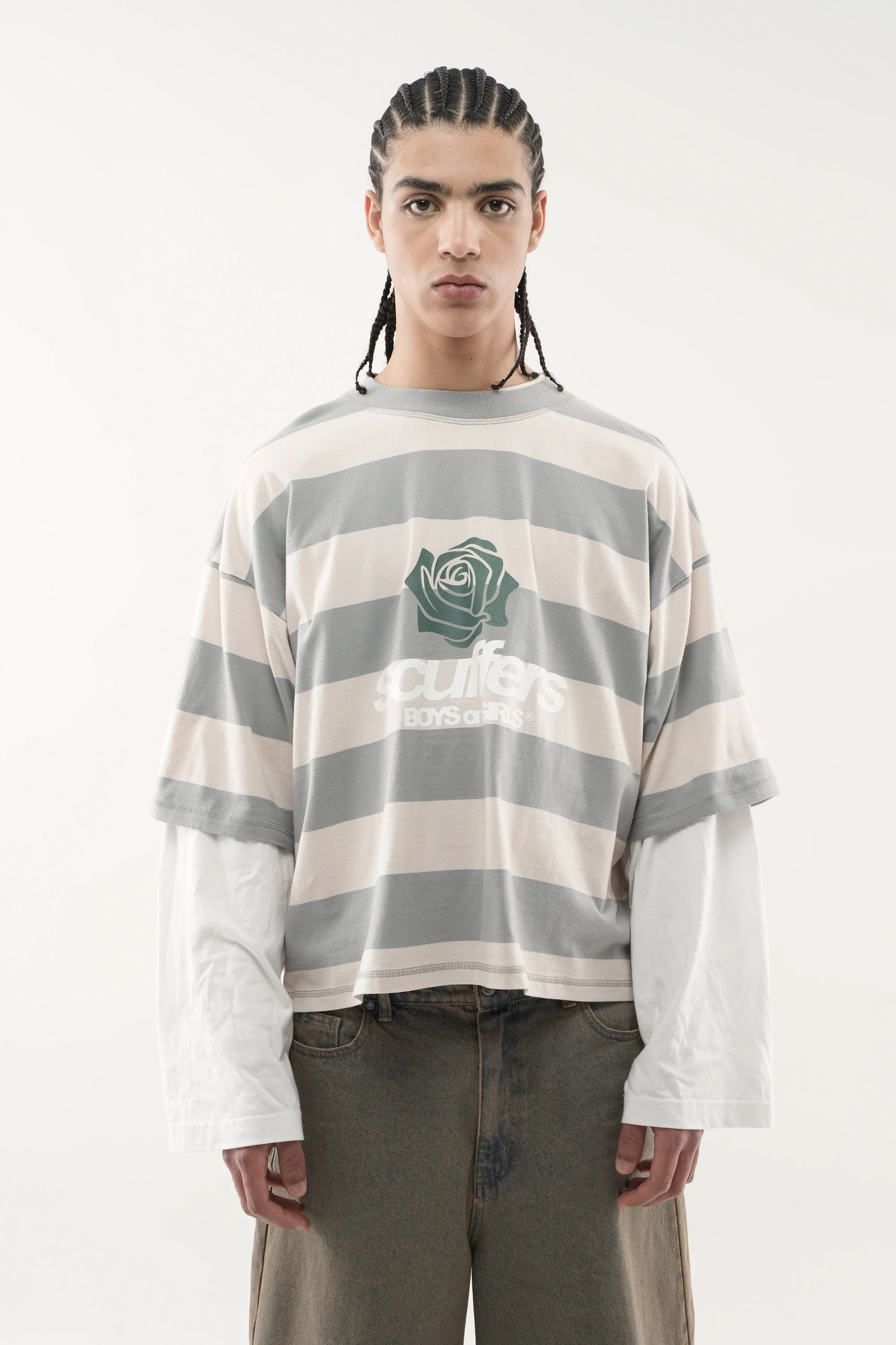 Boy Grey Striped T-Shirt - Image 2