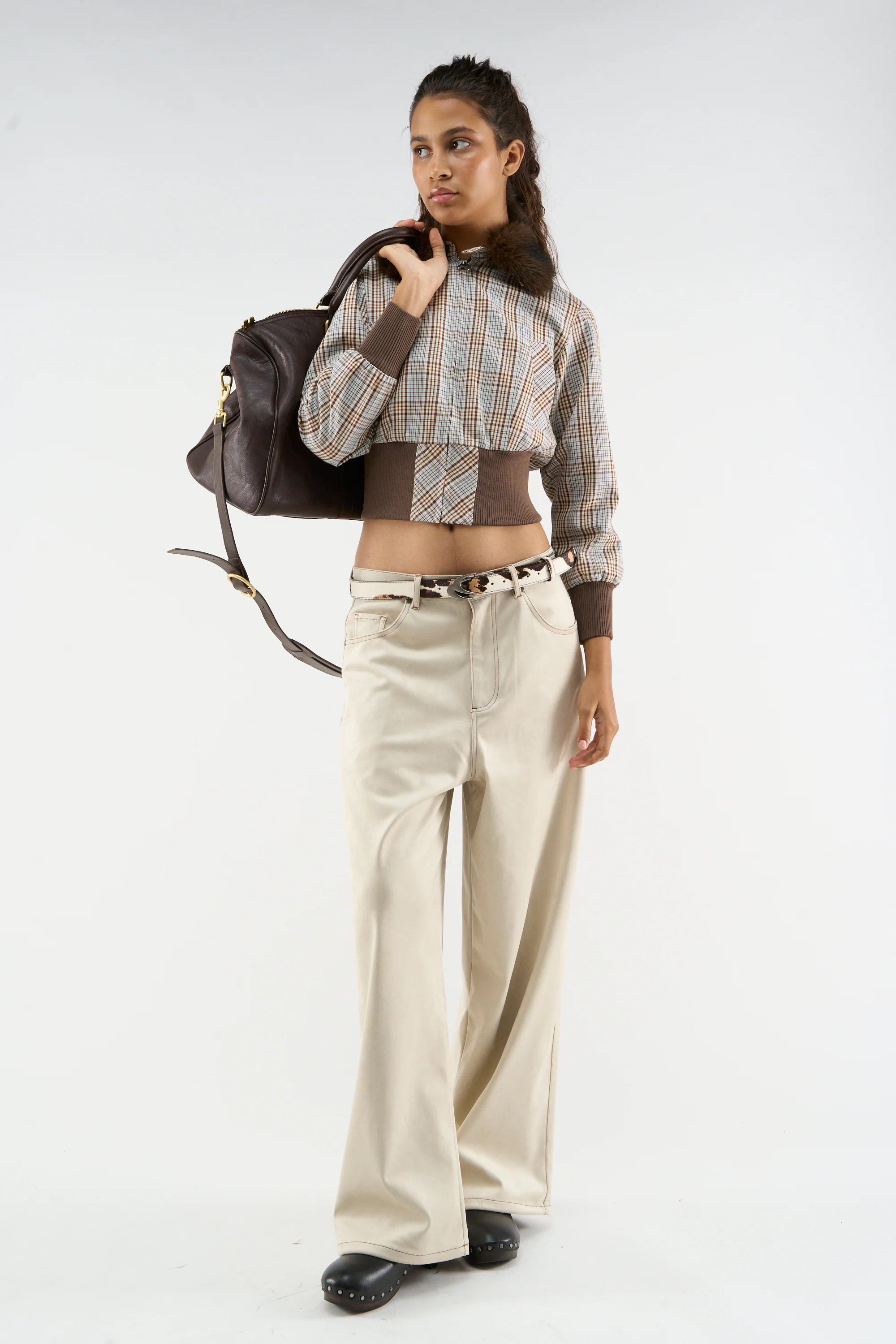 Checkered Brown Harrington Jacket - Image 2