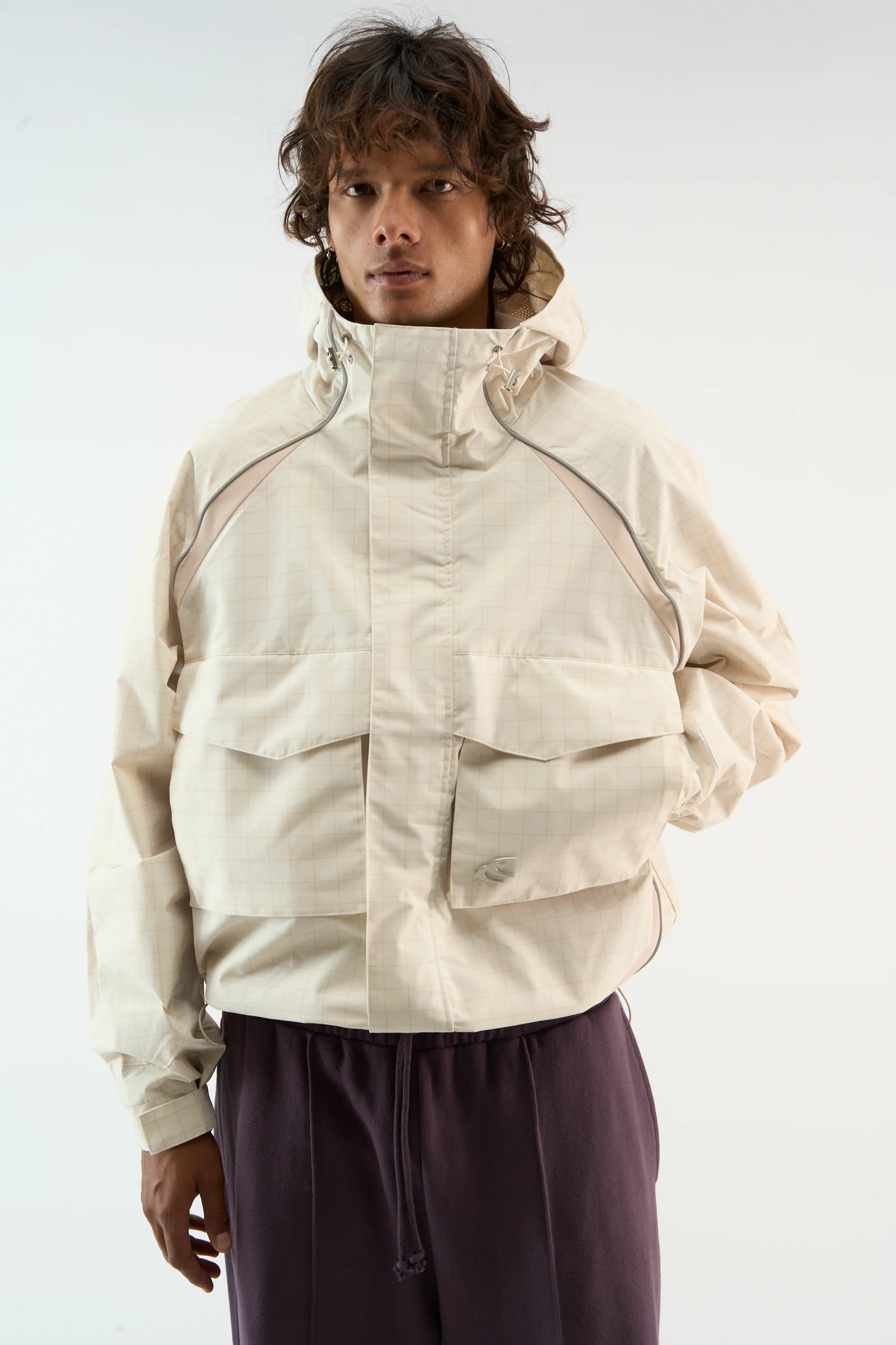 Checkered Ecru Essential Windbreaker - Image 2