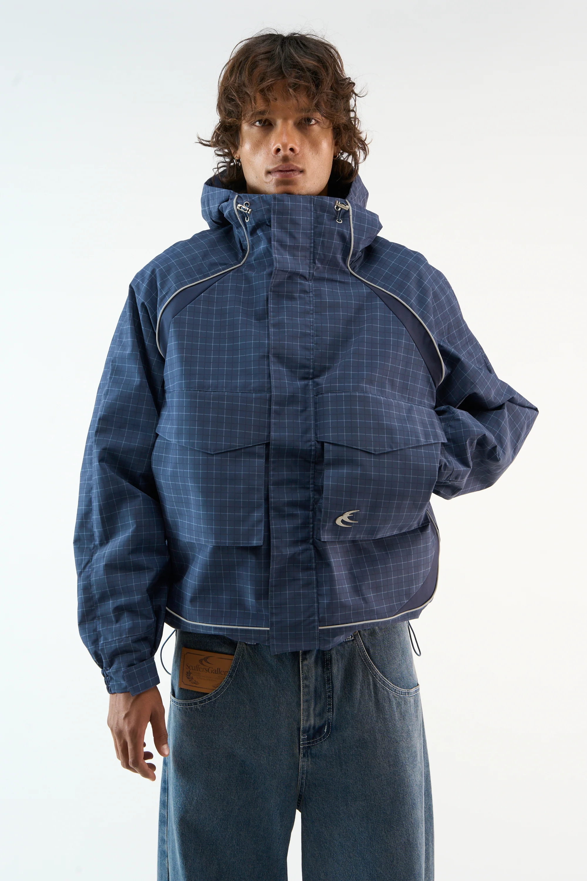 Checkered Navy Essential Windbreaker - Image 2
