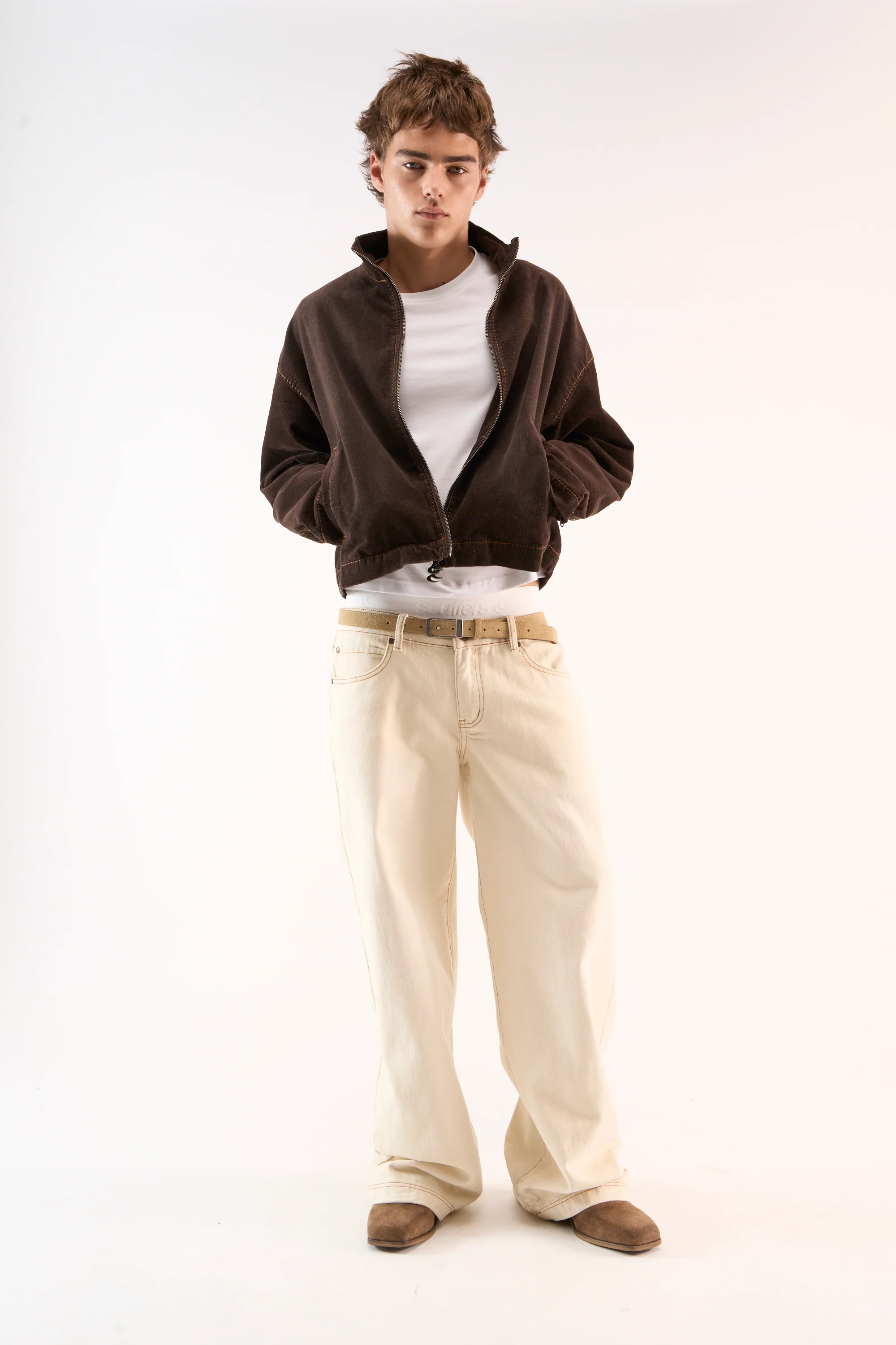 Corduroy Flared Brown Jacket - Image 3