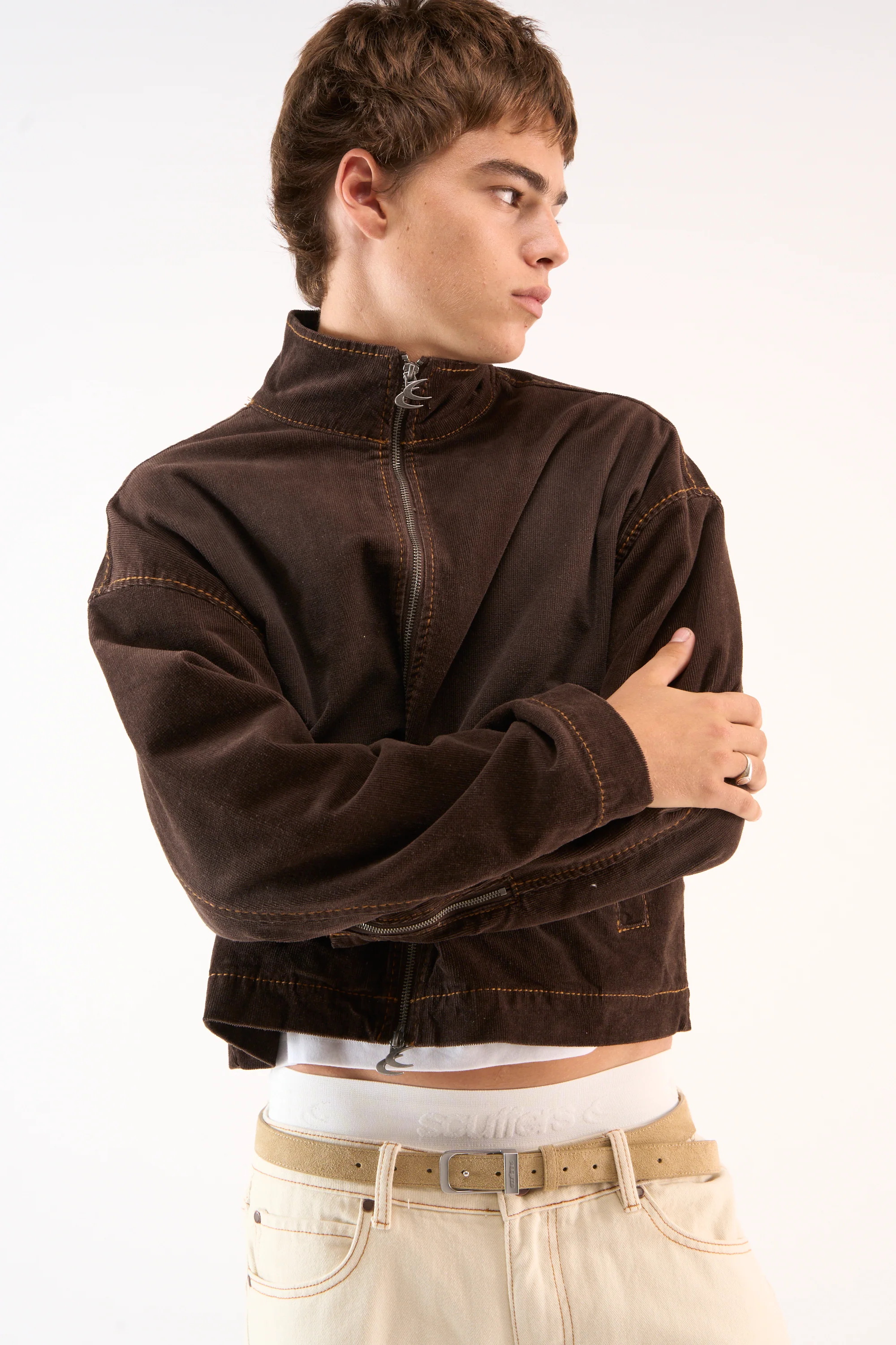 Corduroy Flared Brown Jacket - Image 5
