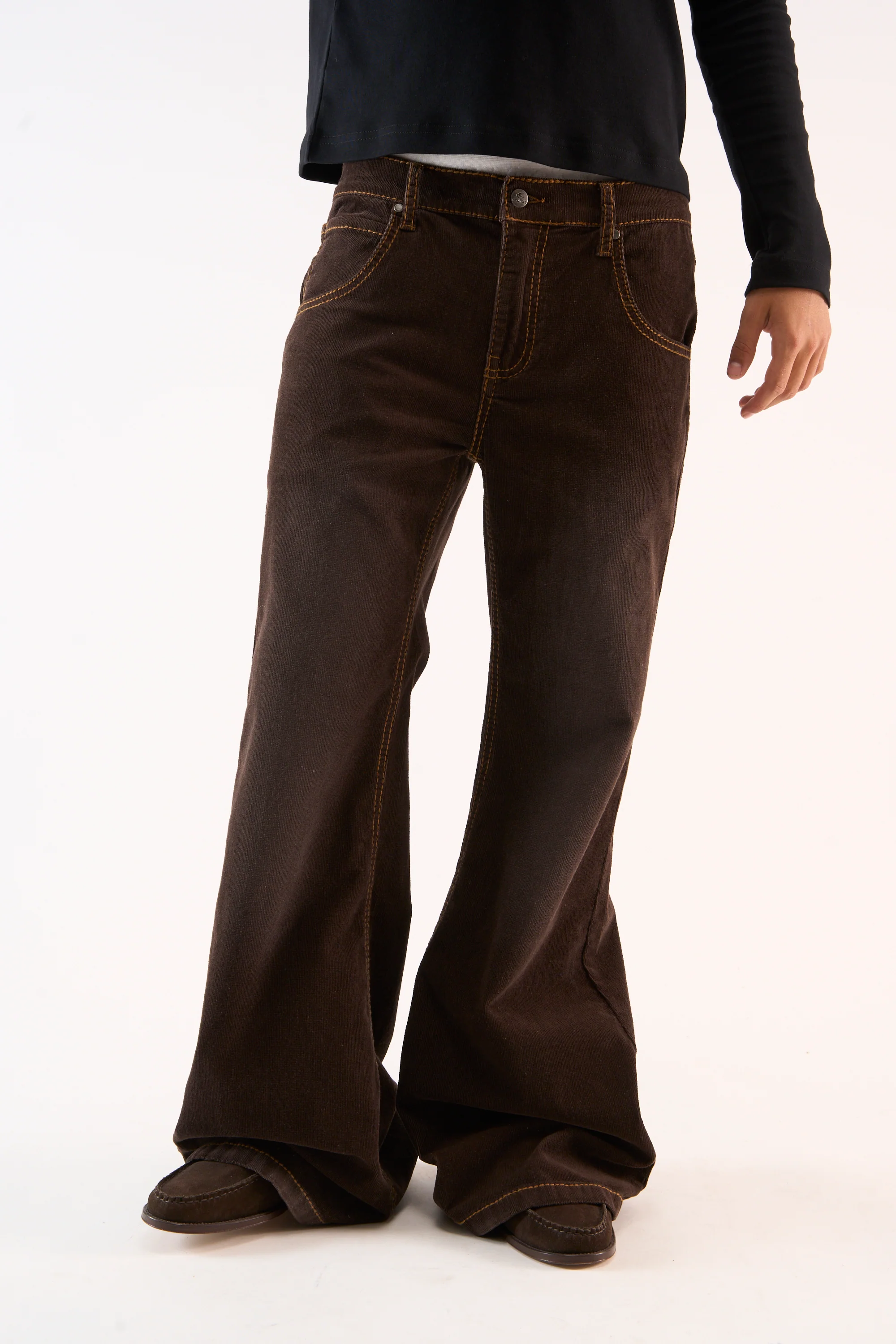 Corduroy Flared Brown Pants - Image 4