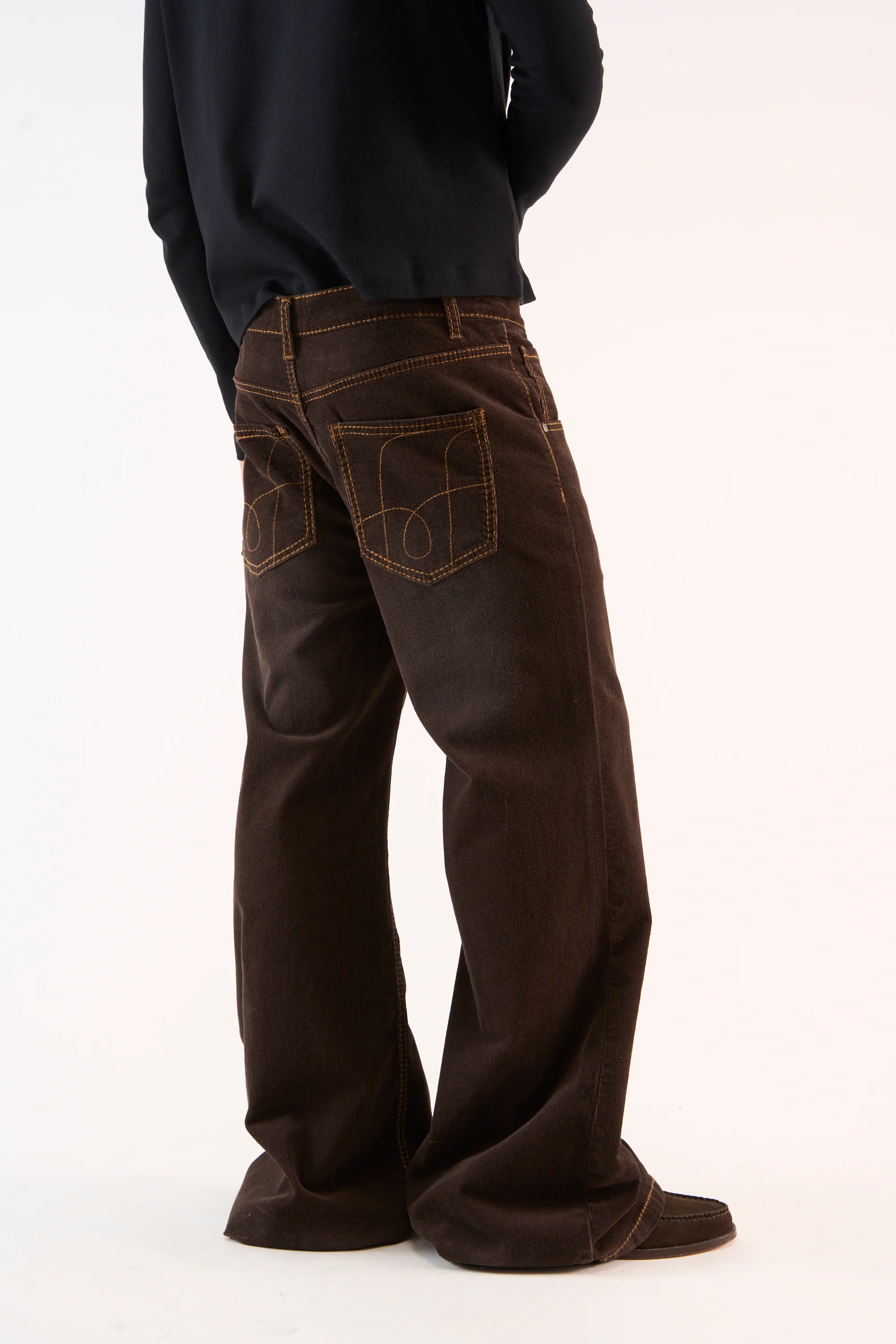 Corduroy Flared Brown Pants - Image 7