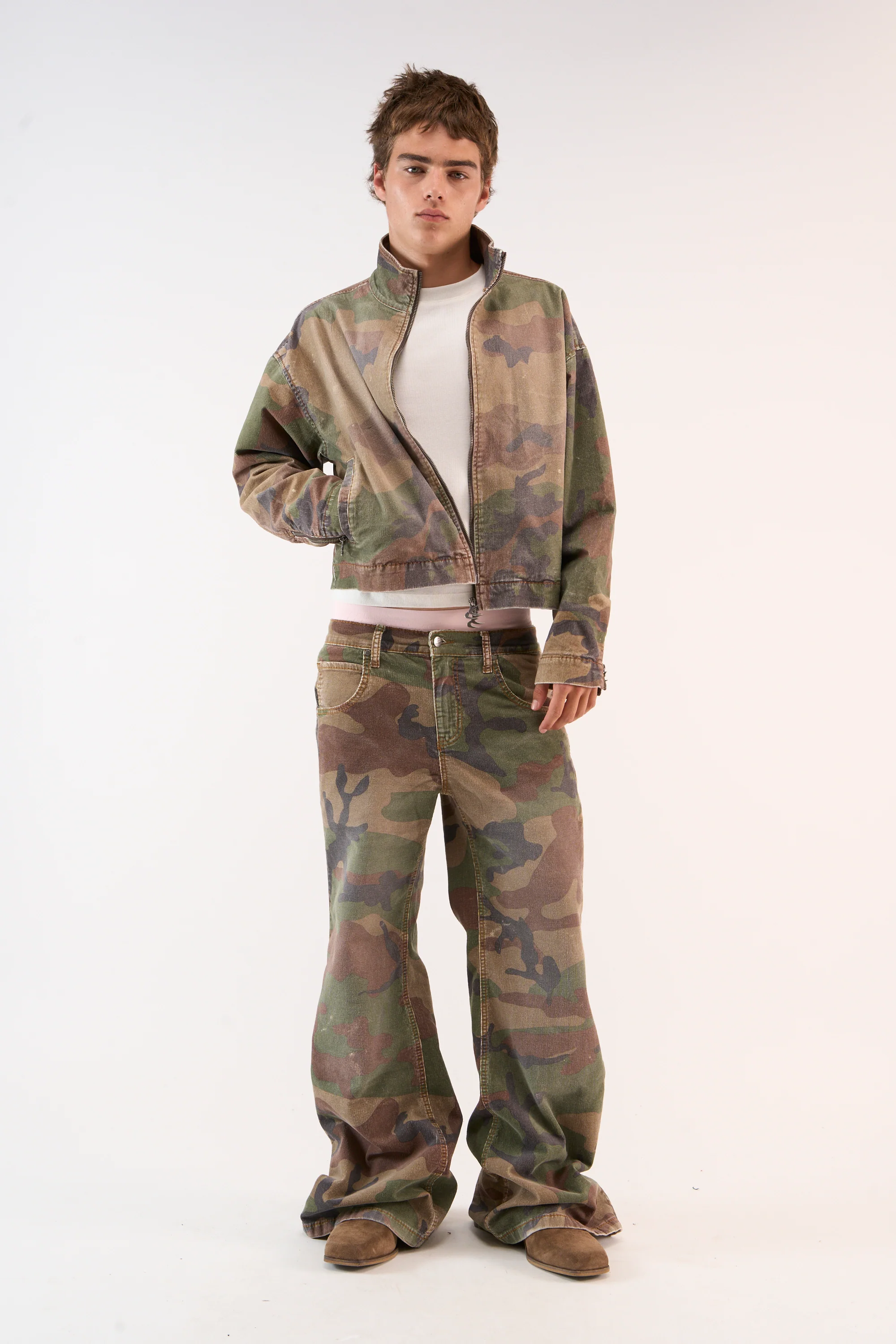 Corduroy Flared Camo Pants - Image 4