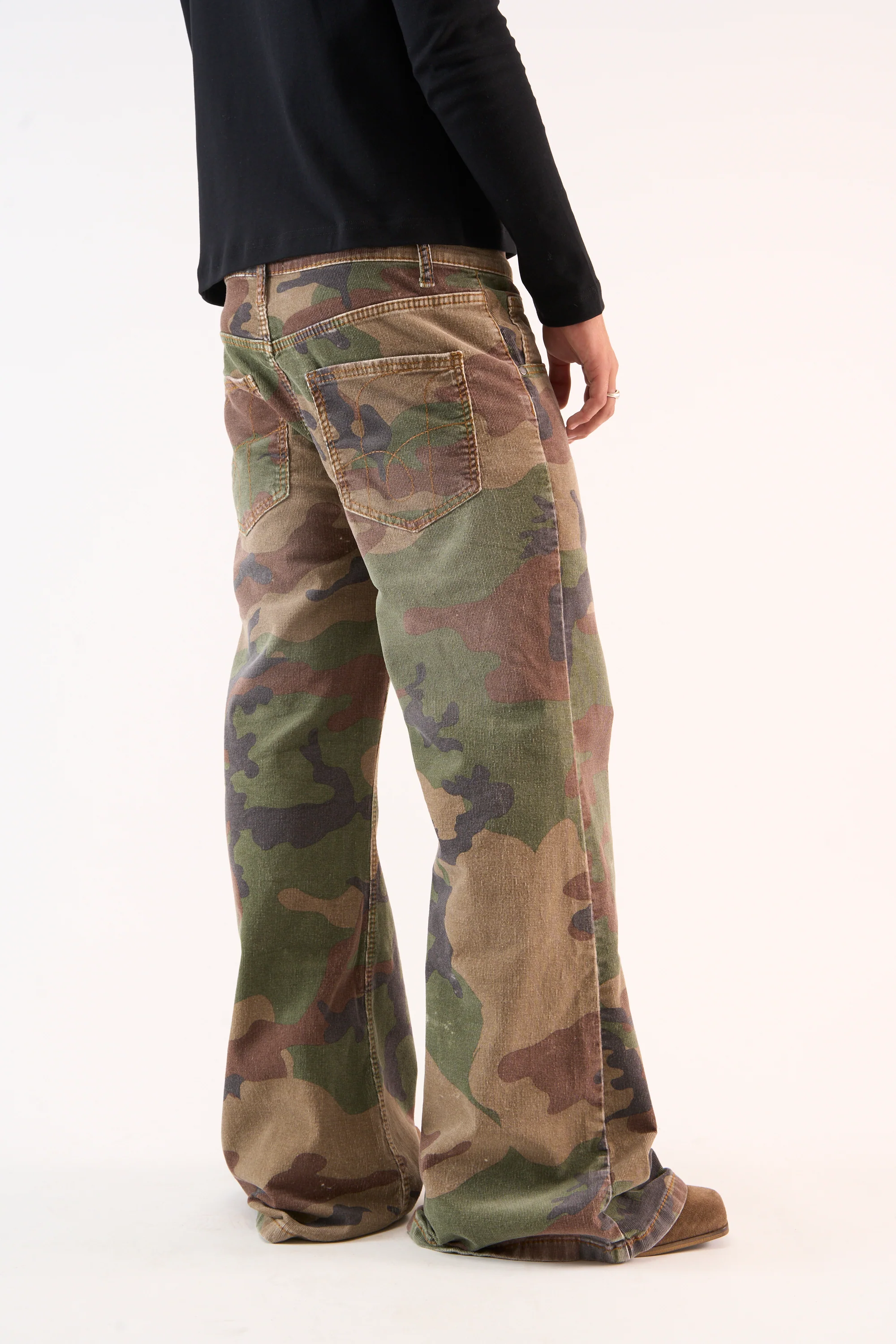Corduroy Flared Camo Pants - Image 5