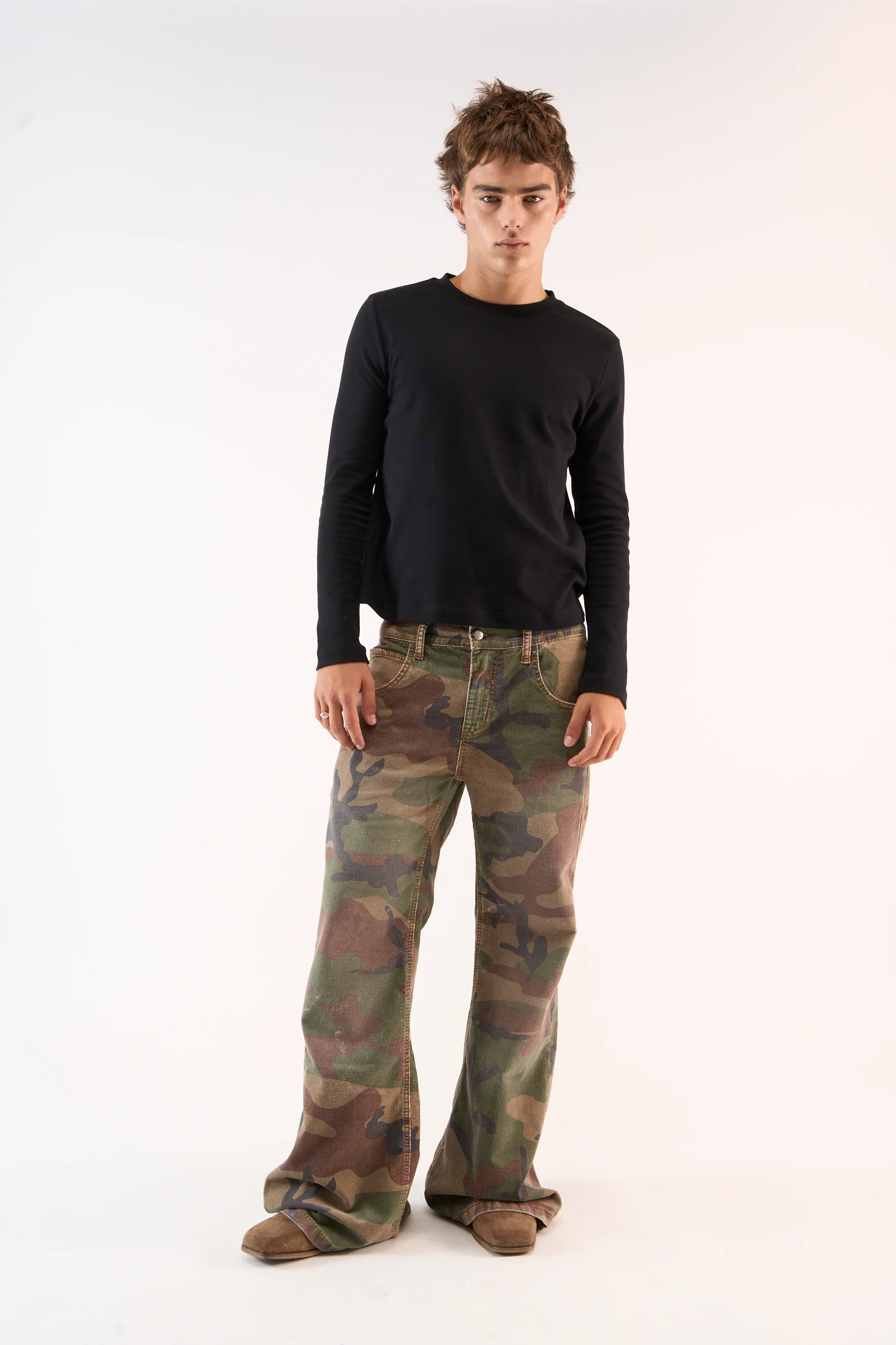 Corduroy Flared Camo Pants - Image 6