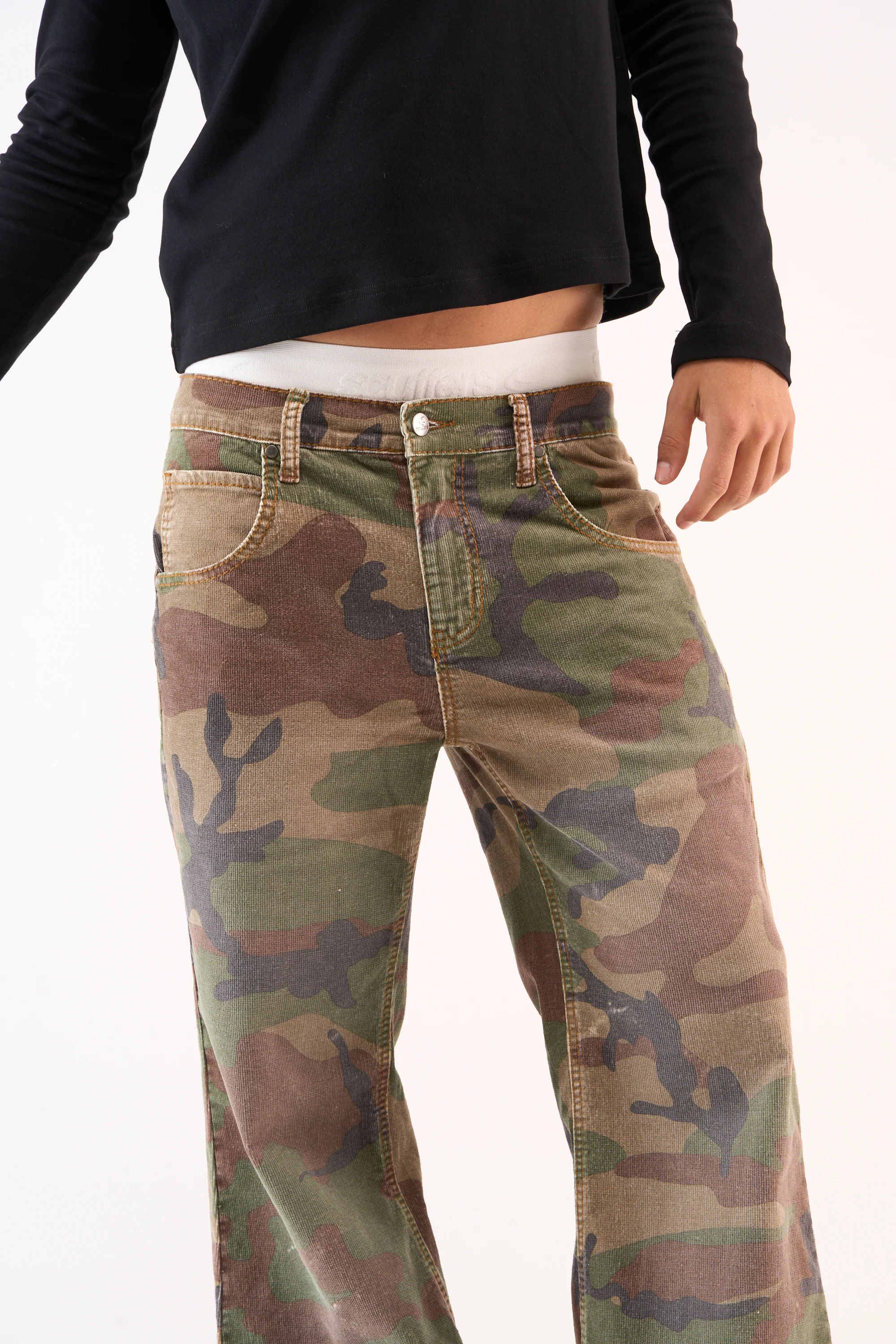 Corduroy Flared Camo Pants - Image 7