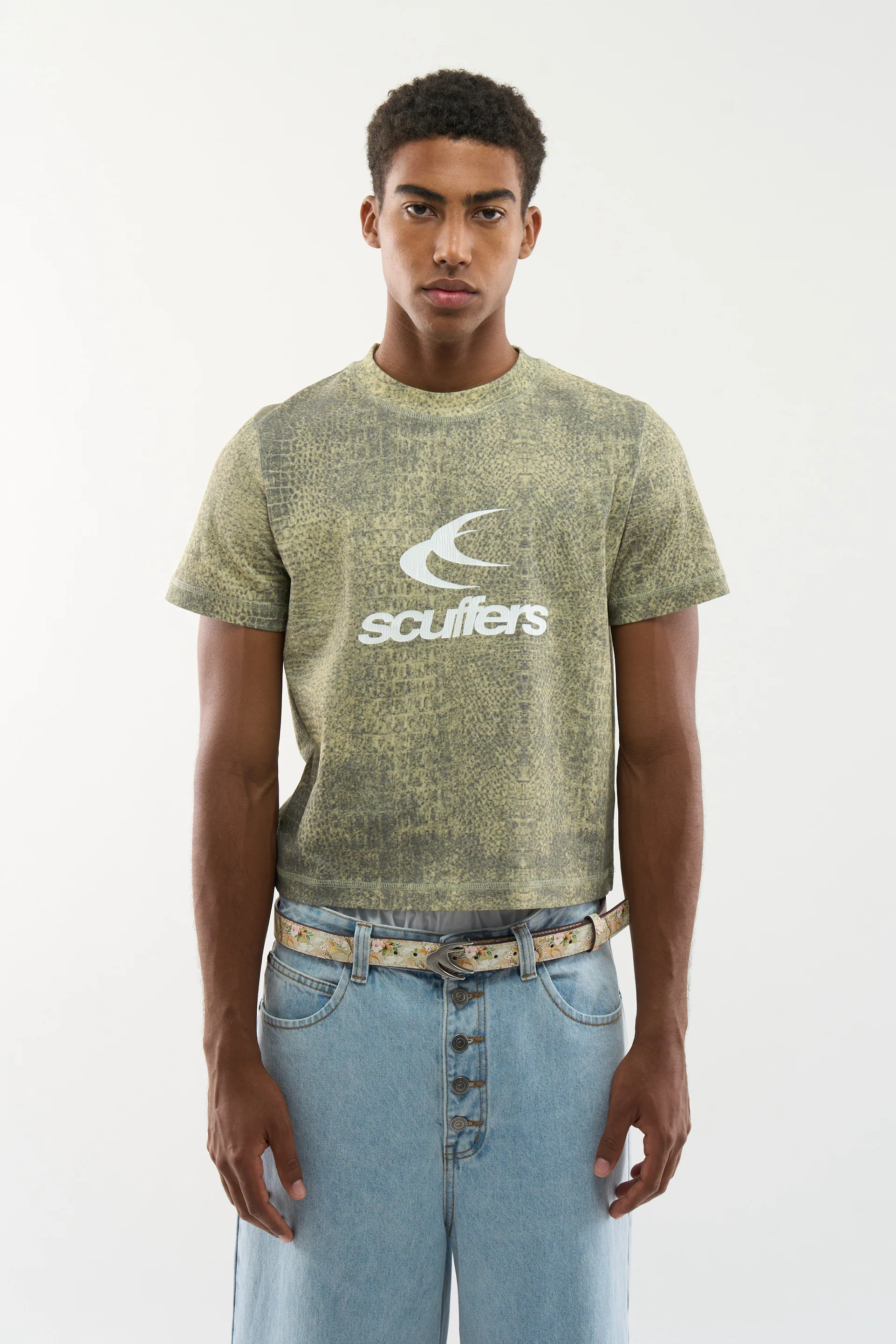 Crocodile Dusty Green Fitted T-Shirt - Image 2