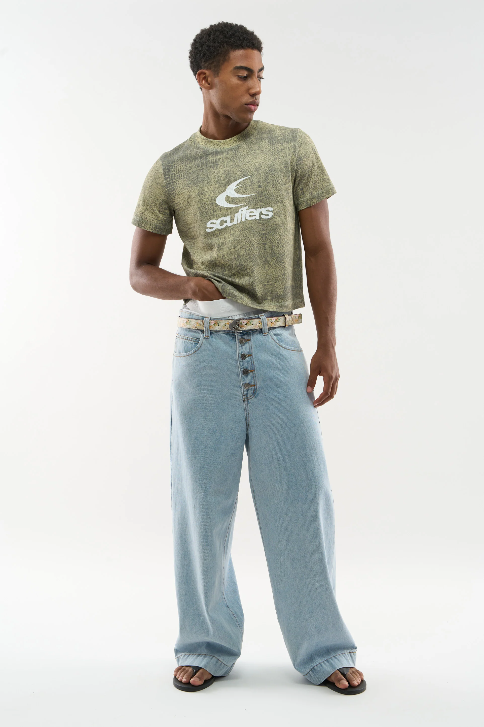Crocodile Dusty Green Fitted T-Shirt - Image 6