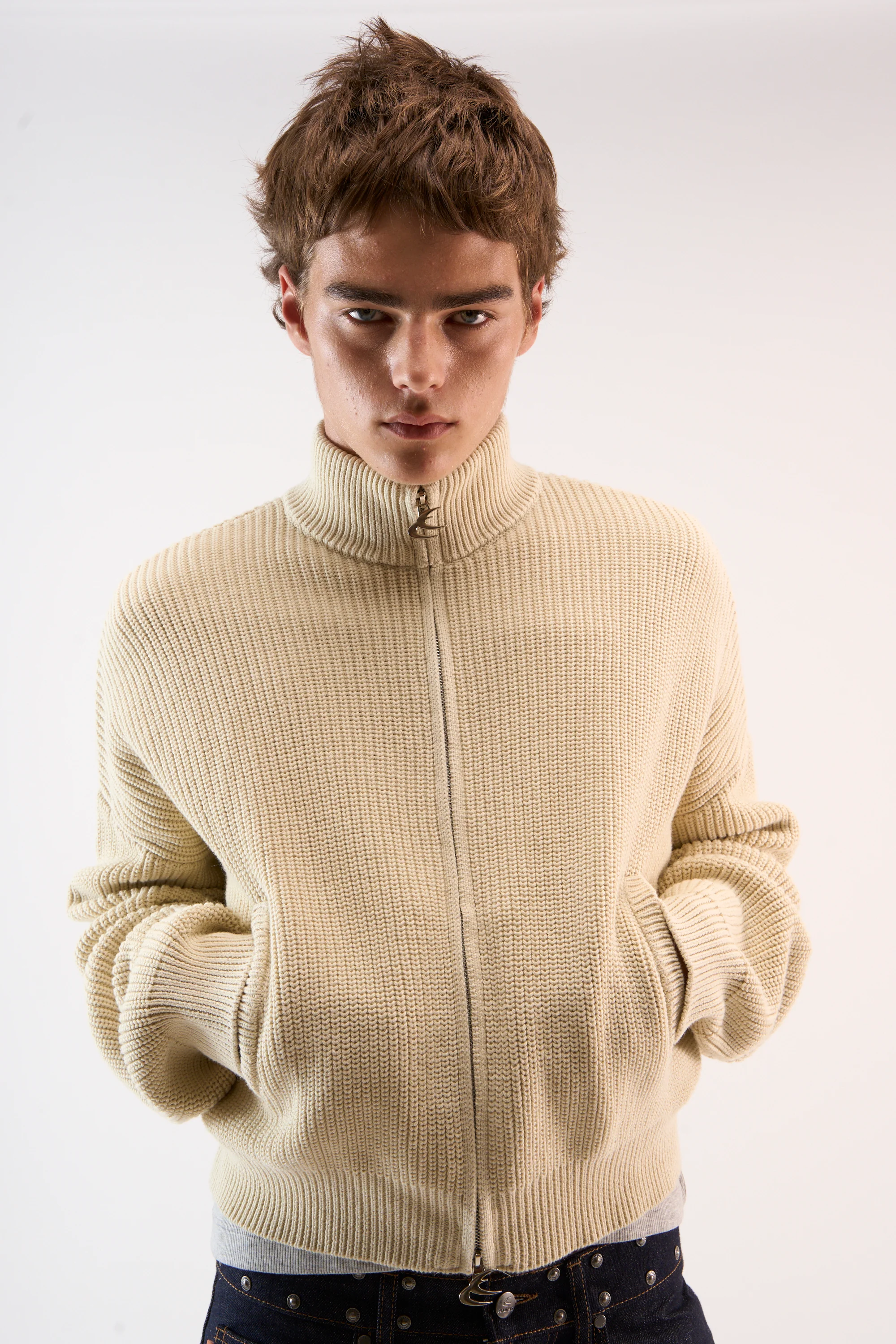 Delore Ecru Knit Zipper - Image 2
