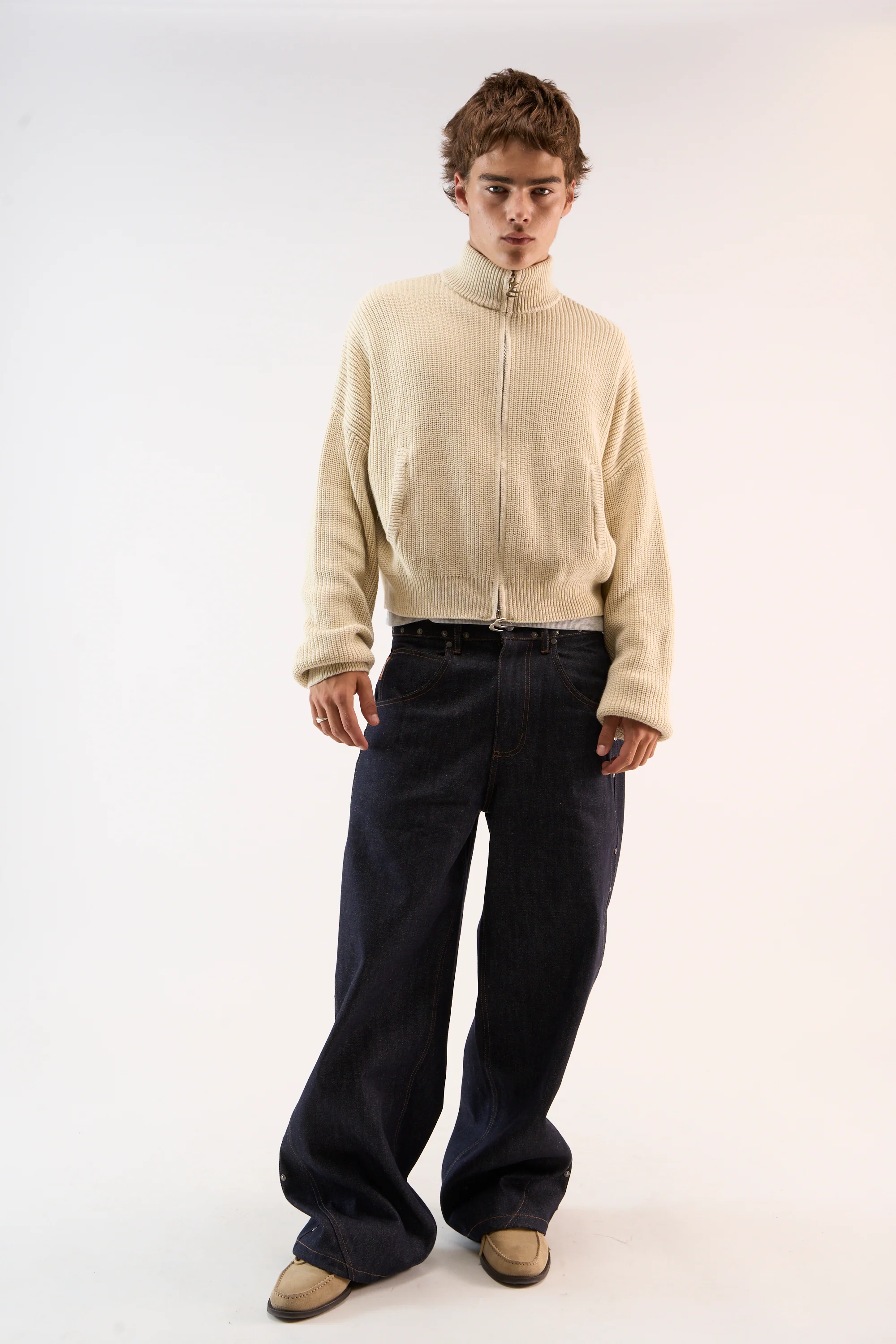 Delore Ecru Knit Zipper - Image 3