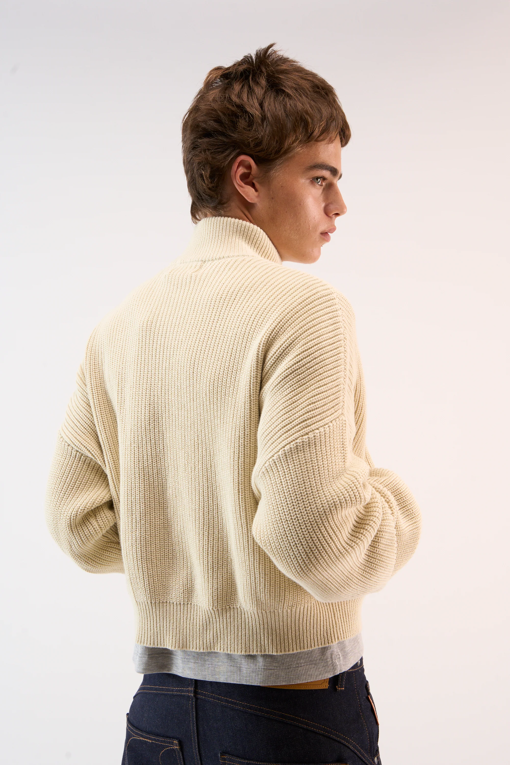 Delore Ecru Knit Zipper - Image 4