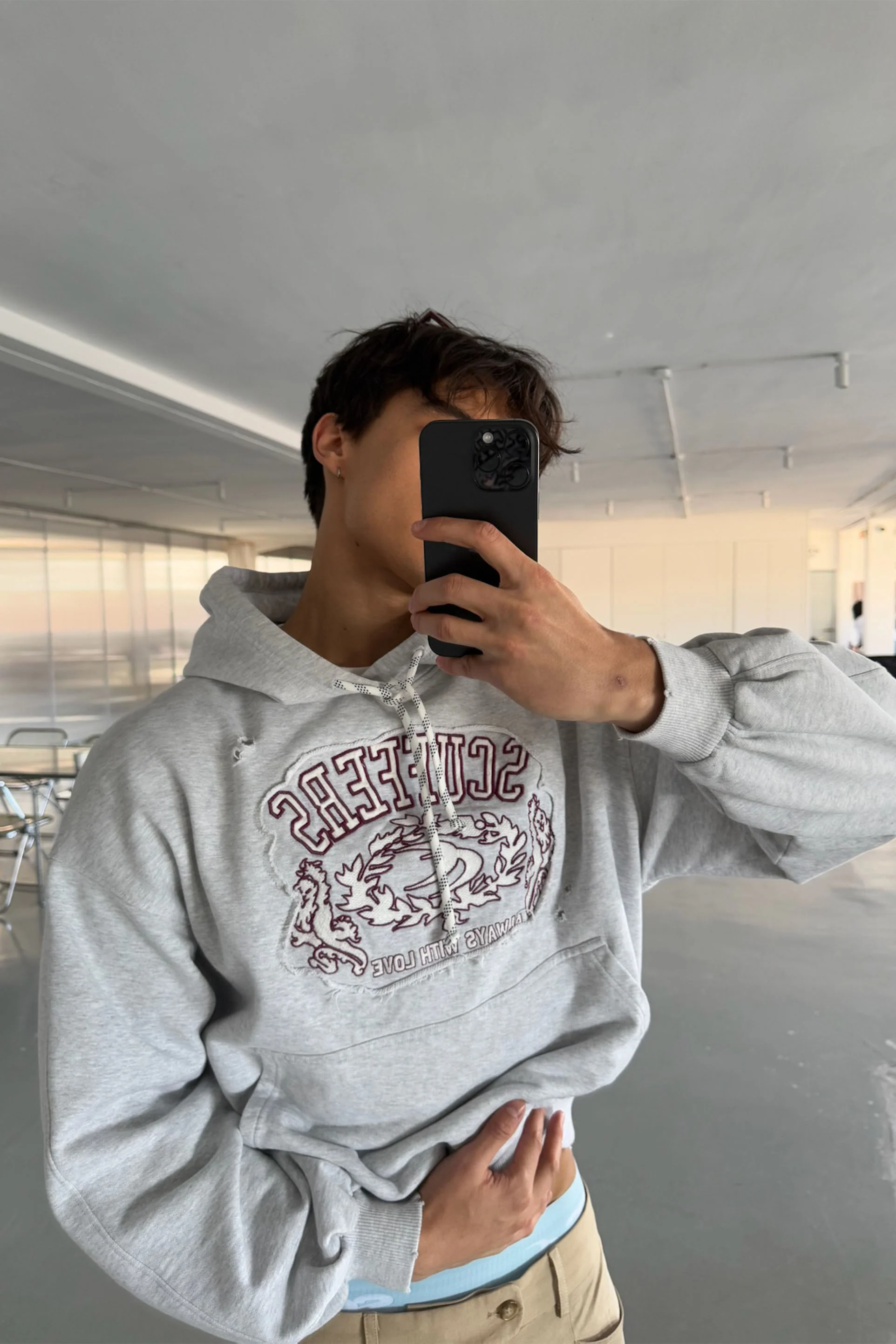 Eu Grey Melange Hoodie - Image 4