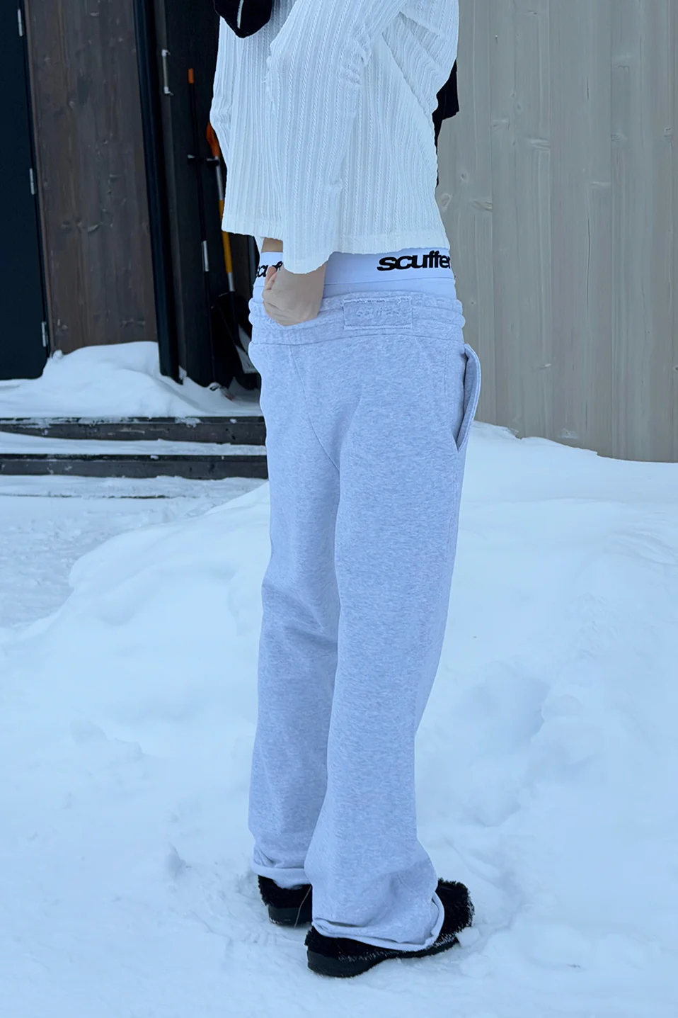 Flared Light Grey Sweatpants - Image 7