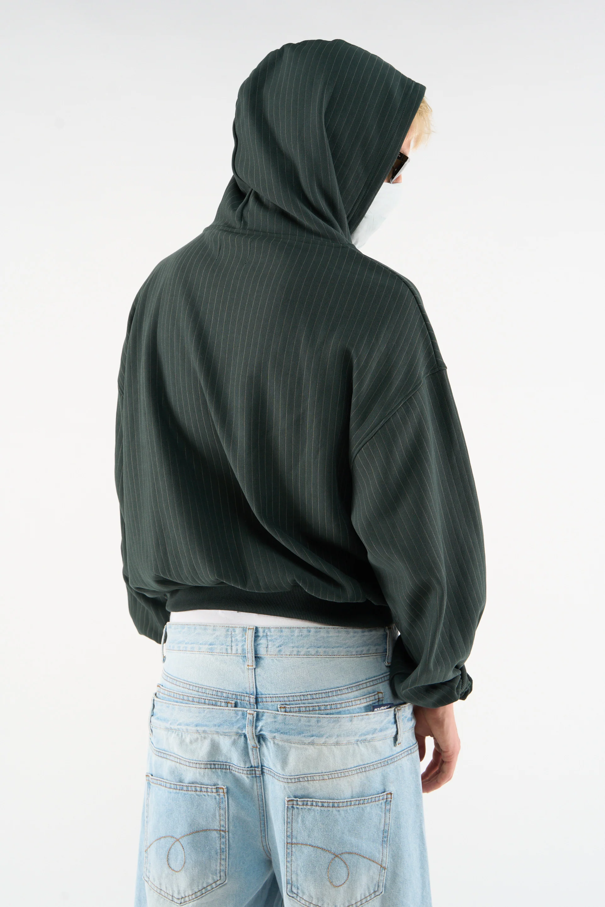 Iconic Dark Green Pinstripe Hoodie - Image 4