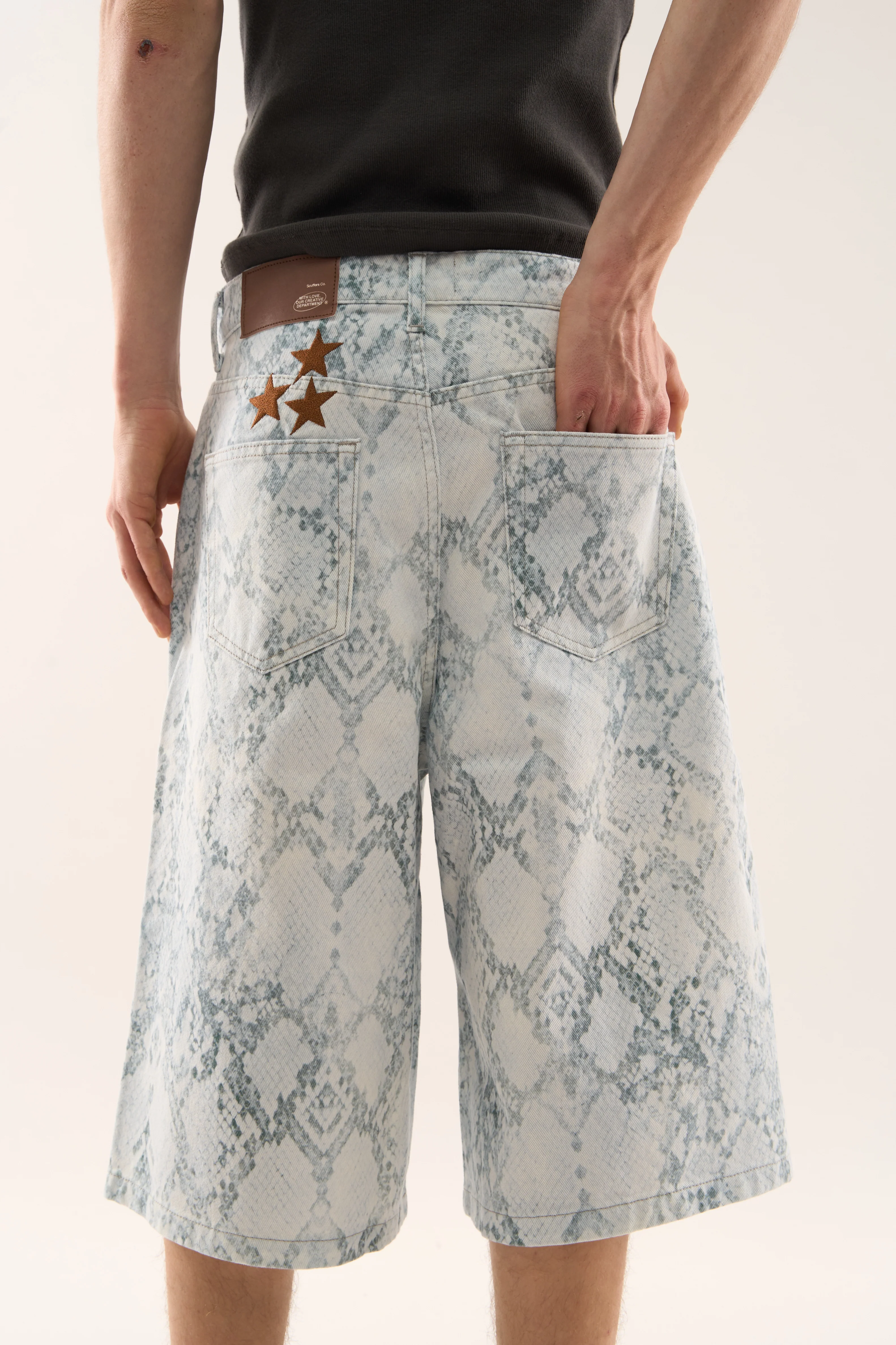 Jumbo Light Blue Snakeprint Shorts - Image 4