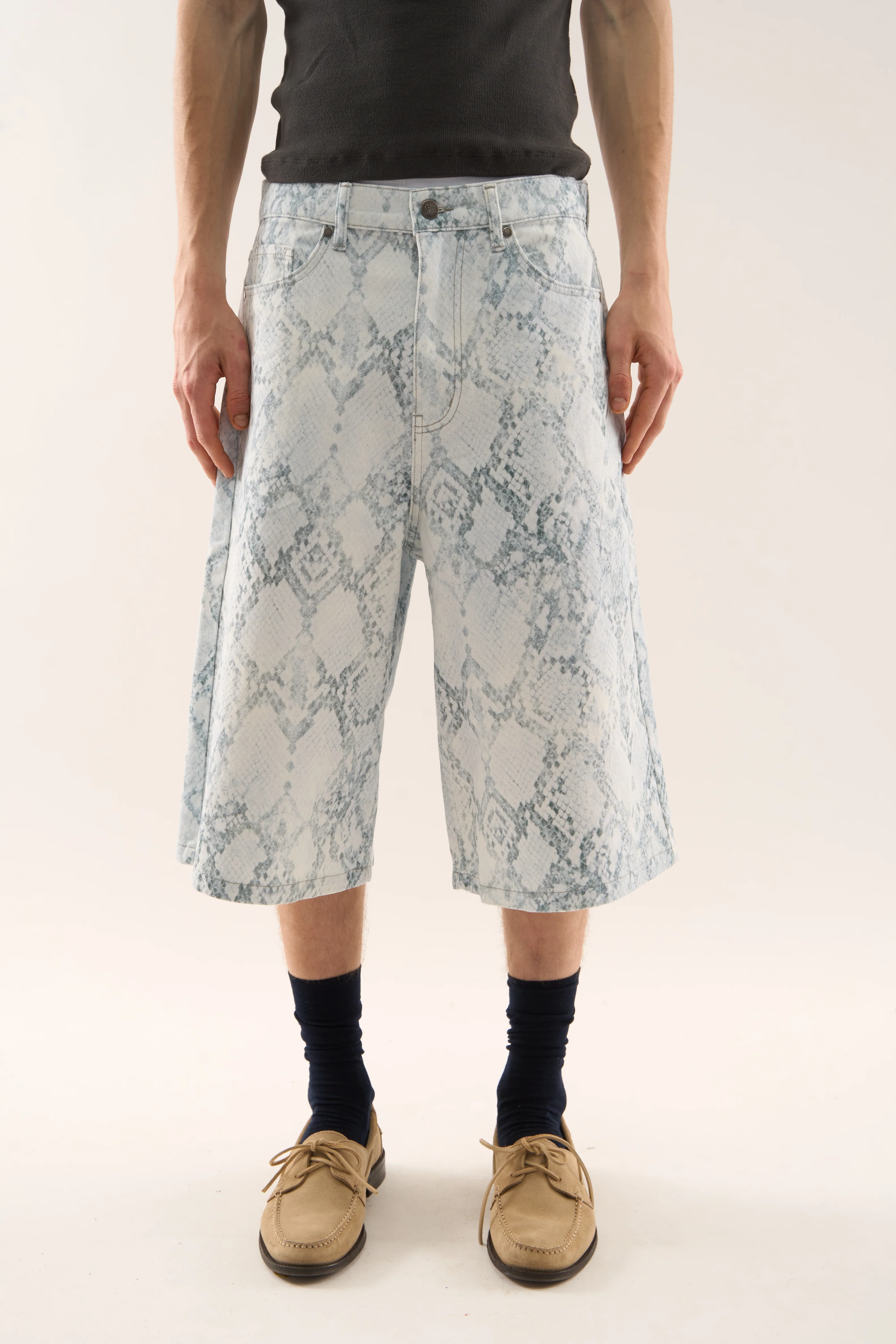 Jumbo Light Blue Snakeprint Shorts - Image 5