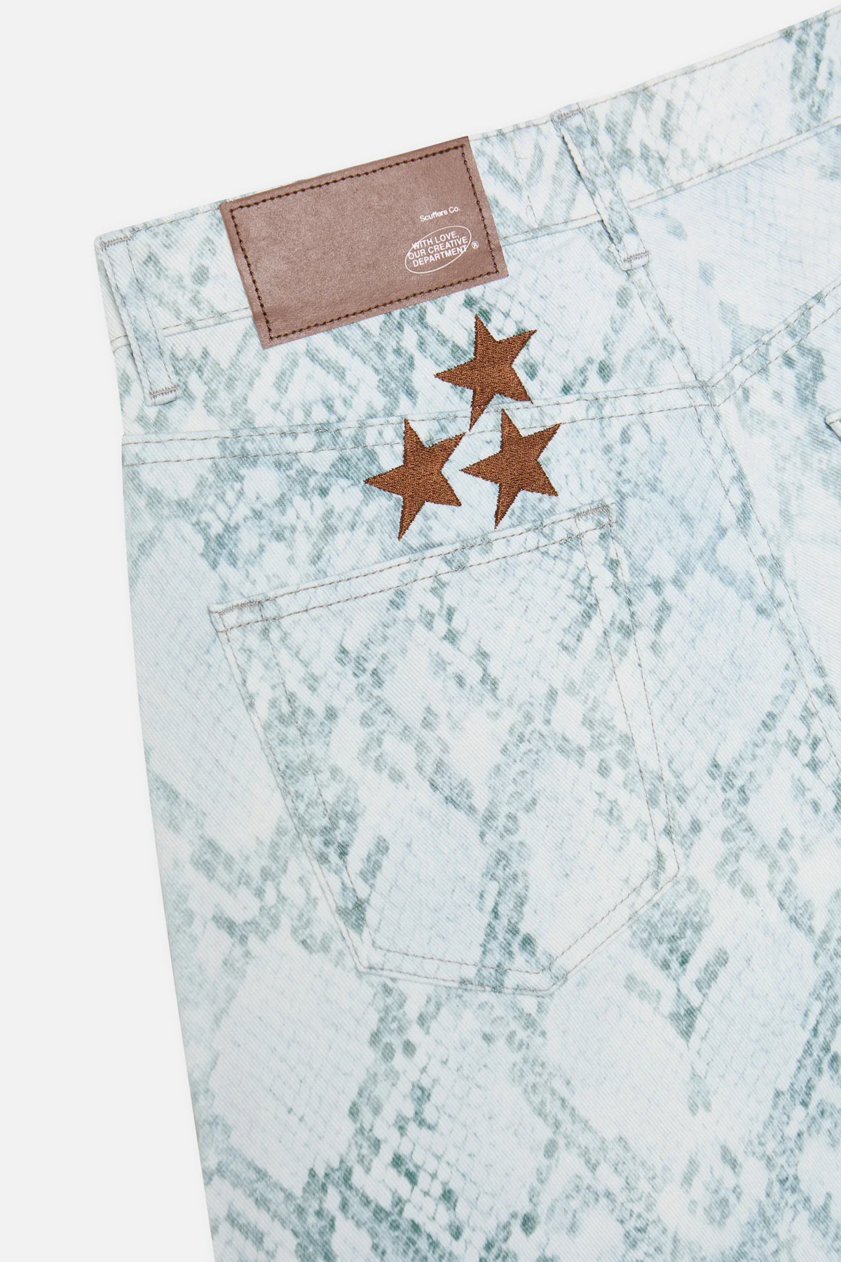 Jumbo Light Blue Snakeprint Shorts - Image 7