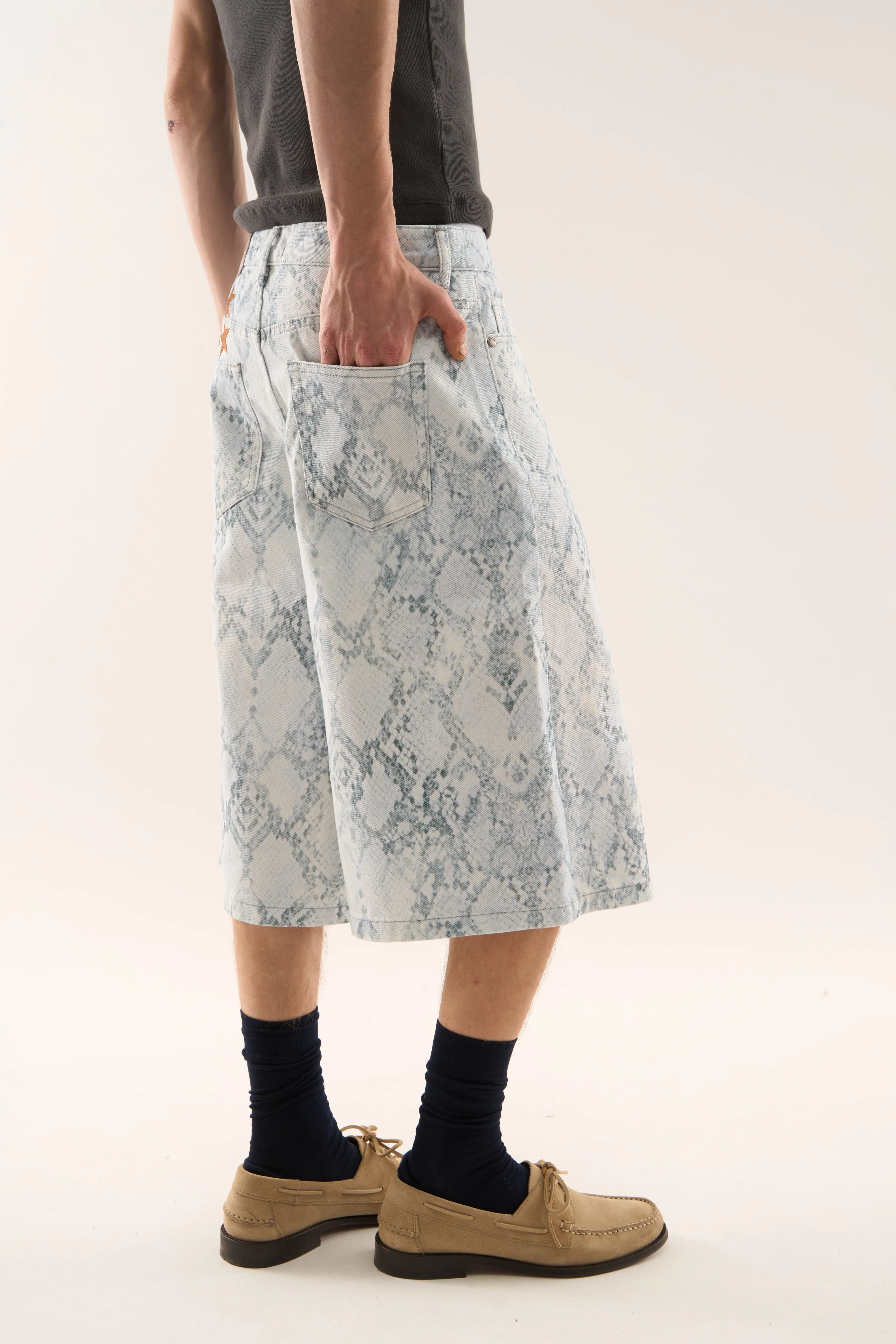 Jumbo Light Blue Snakeprint Shorts - Image 9