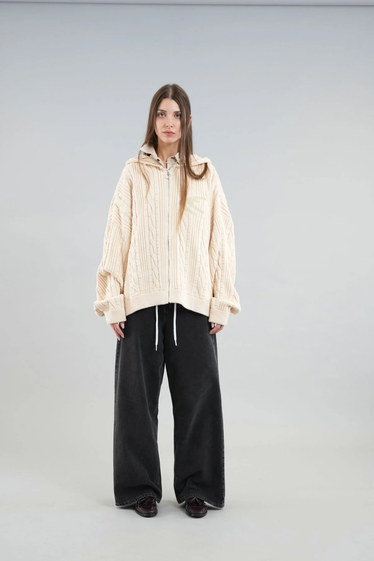 Latte Ecru Zipper Knit - Image 8