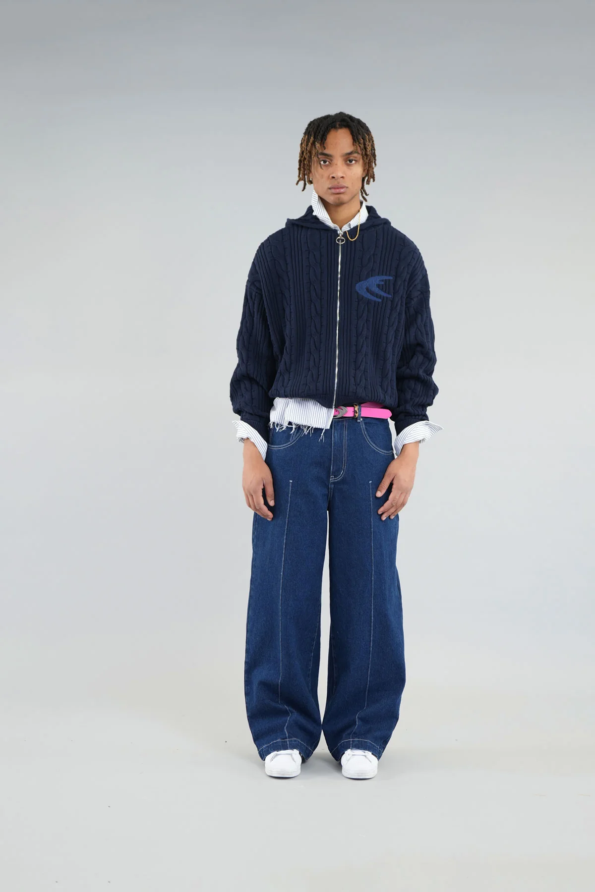 Latte Navy Zipper Knit - Image 2