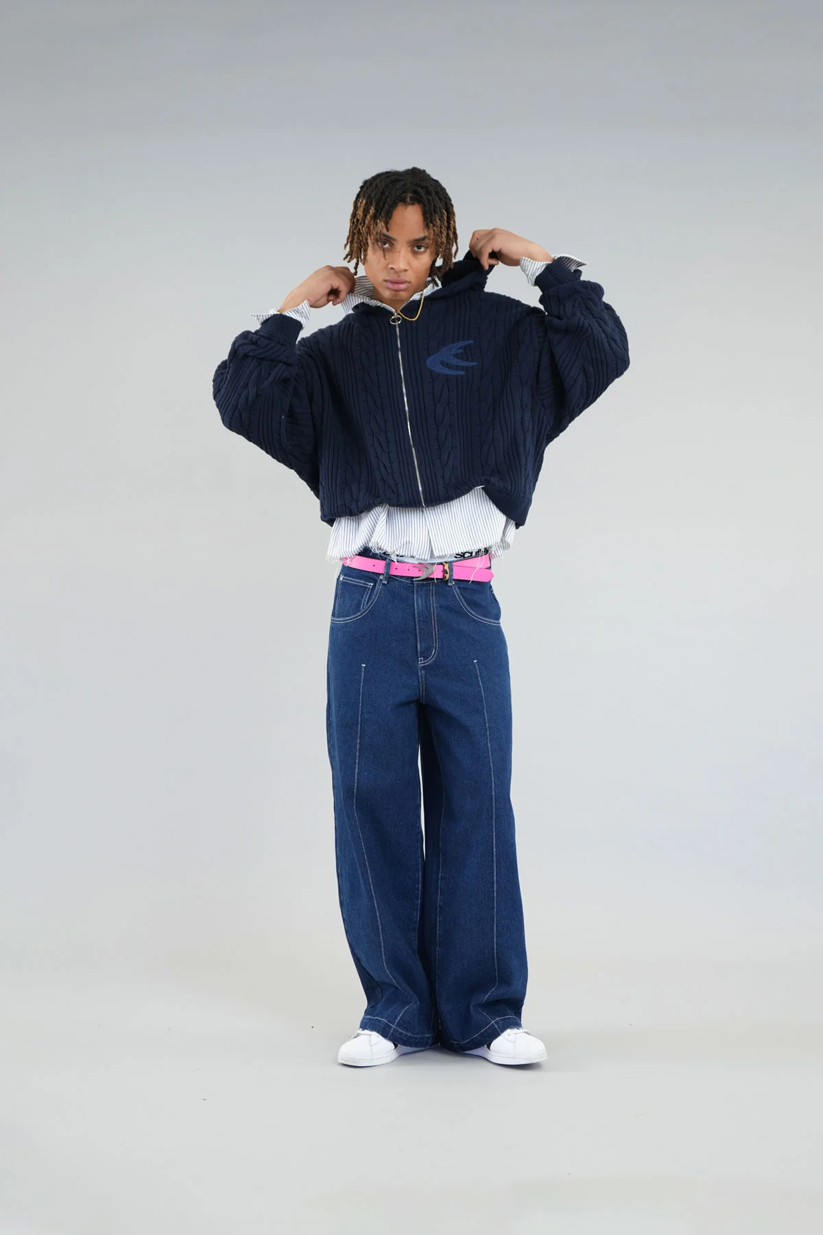 Latte Navy Zipper Knit - Image 6
