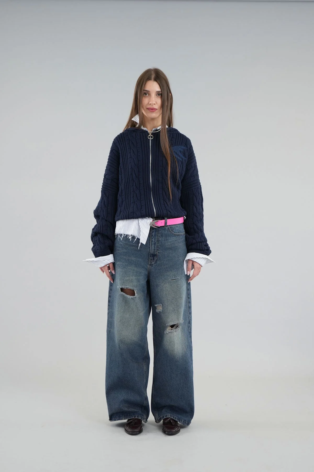 Latte Navy Zipper Knit - Image 7