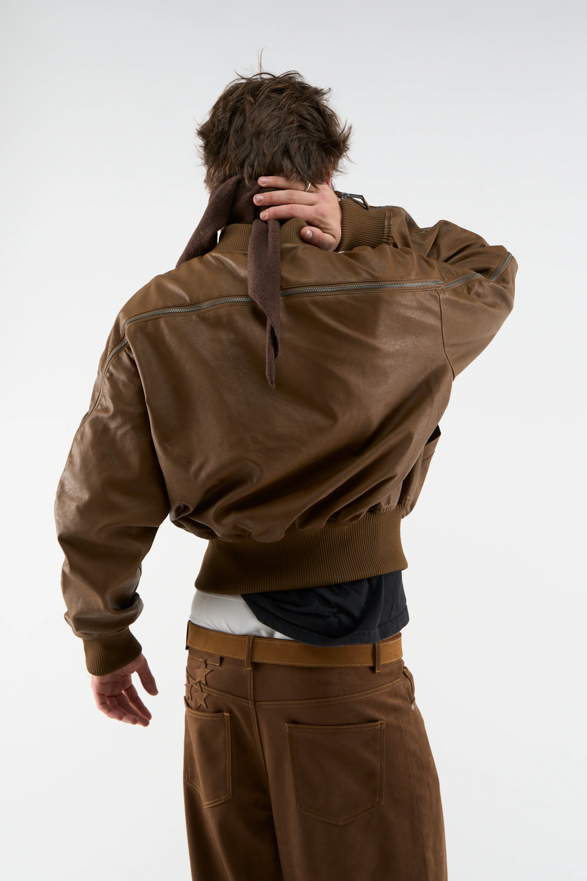Lisbon Brown Bomber Jacket - Image 3