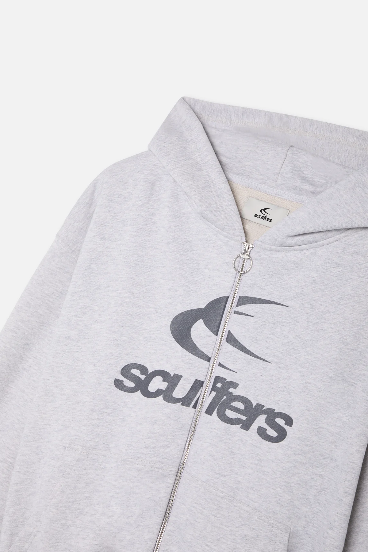 Logo Grey Melange Zipped Hoodie - Image 7