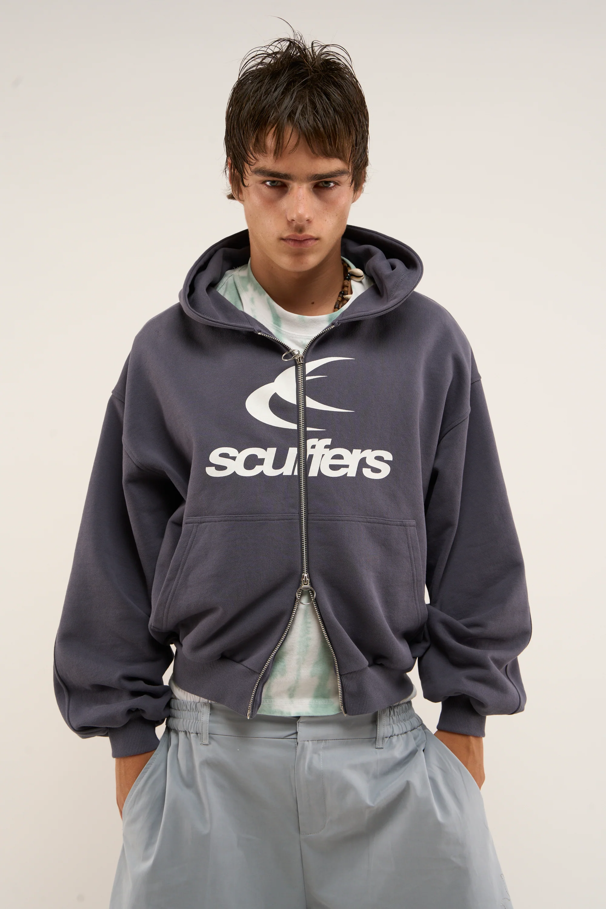 Logo Navy Zipped Hoodie - Image 2