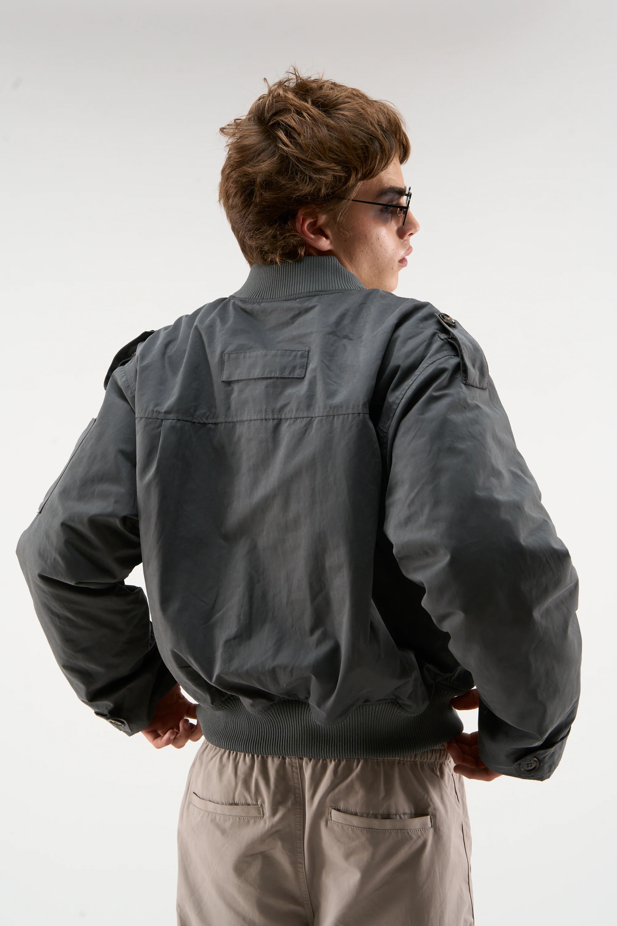 London Dark Grey Bomber Jacket - Image 3