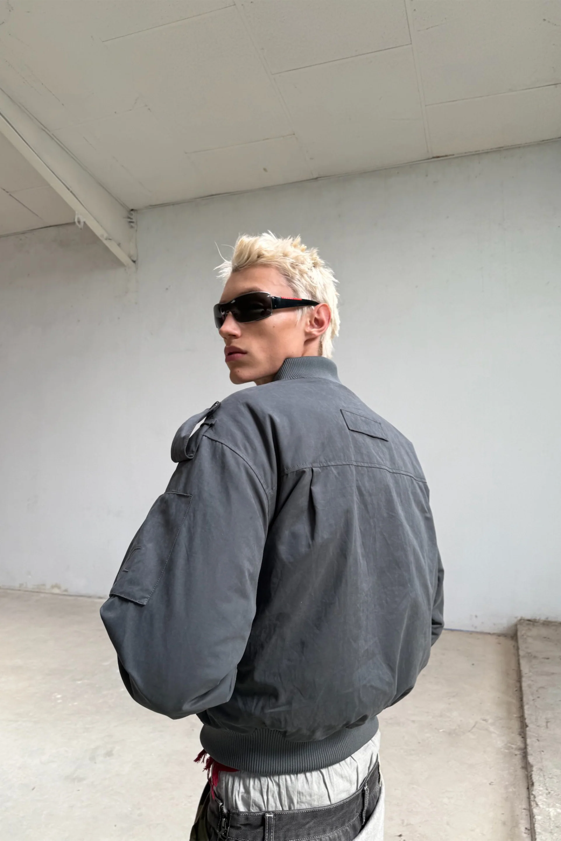 London Dark Grey Bomber Jacket - Image 4
