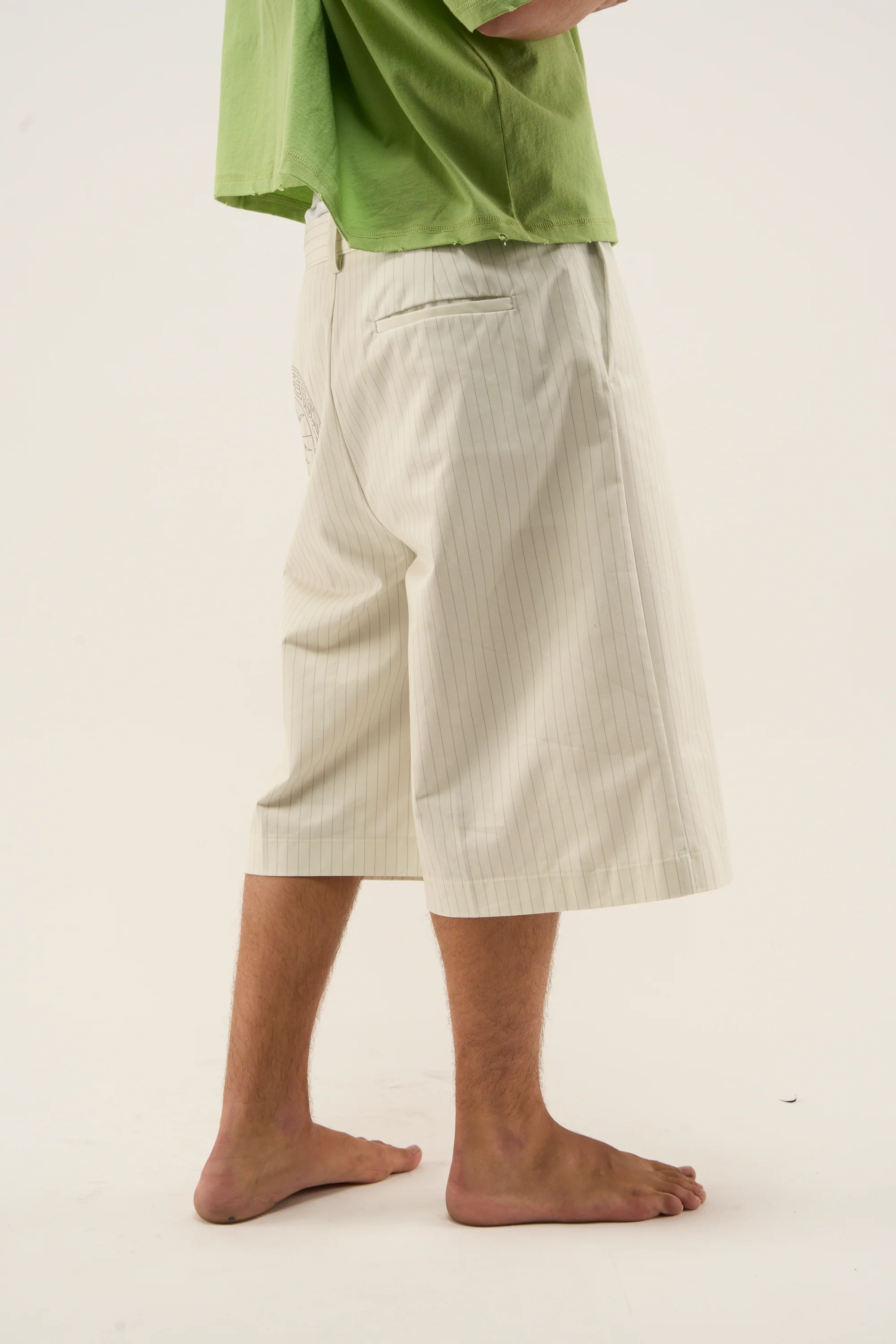 Maison Ecru Pinstripe Shorts - Image 8