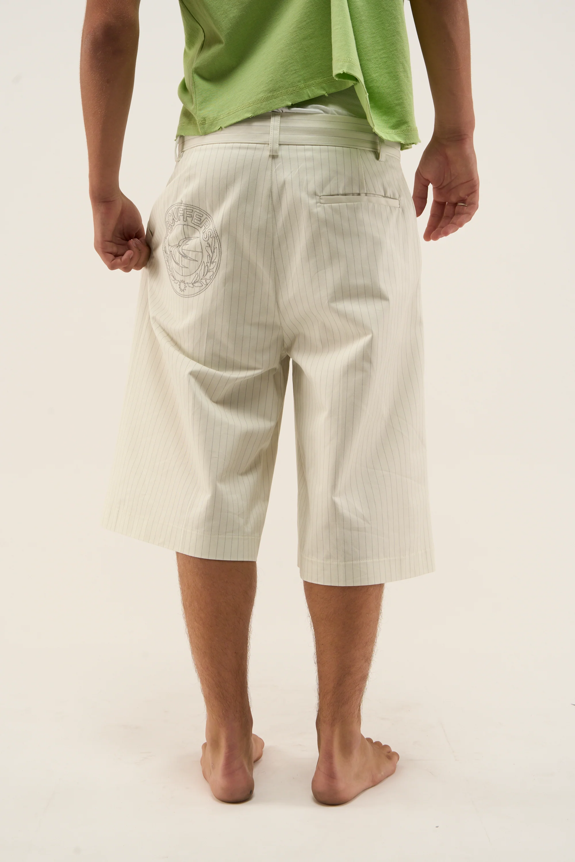 Maison Ecru Pinstripe Shorts - Image 9