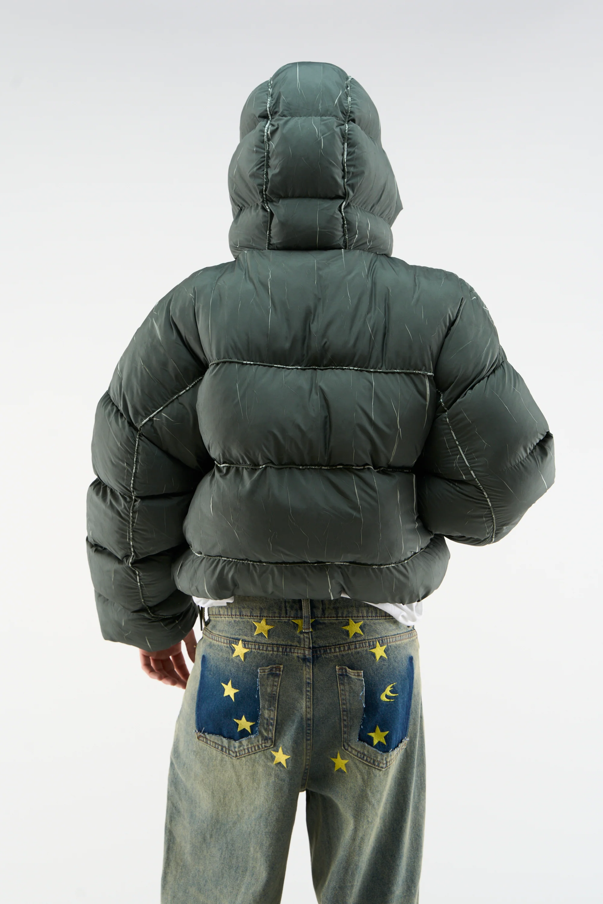 Marble Green Puffer Jacket - Image 3
