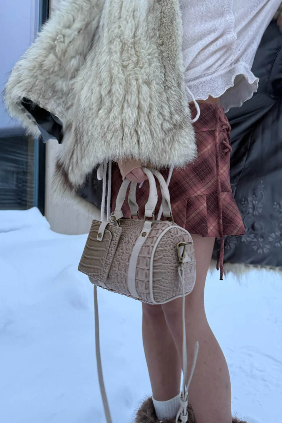 Mini Ecru Duffle Bag - Image 9