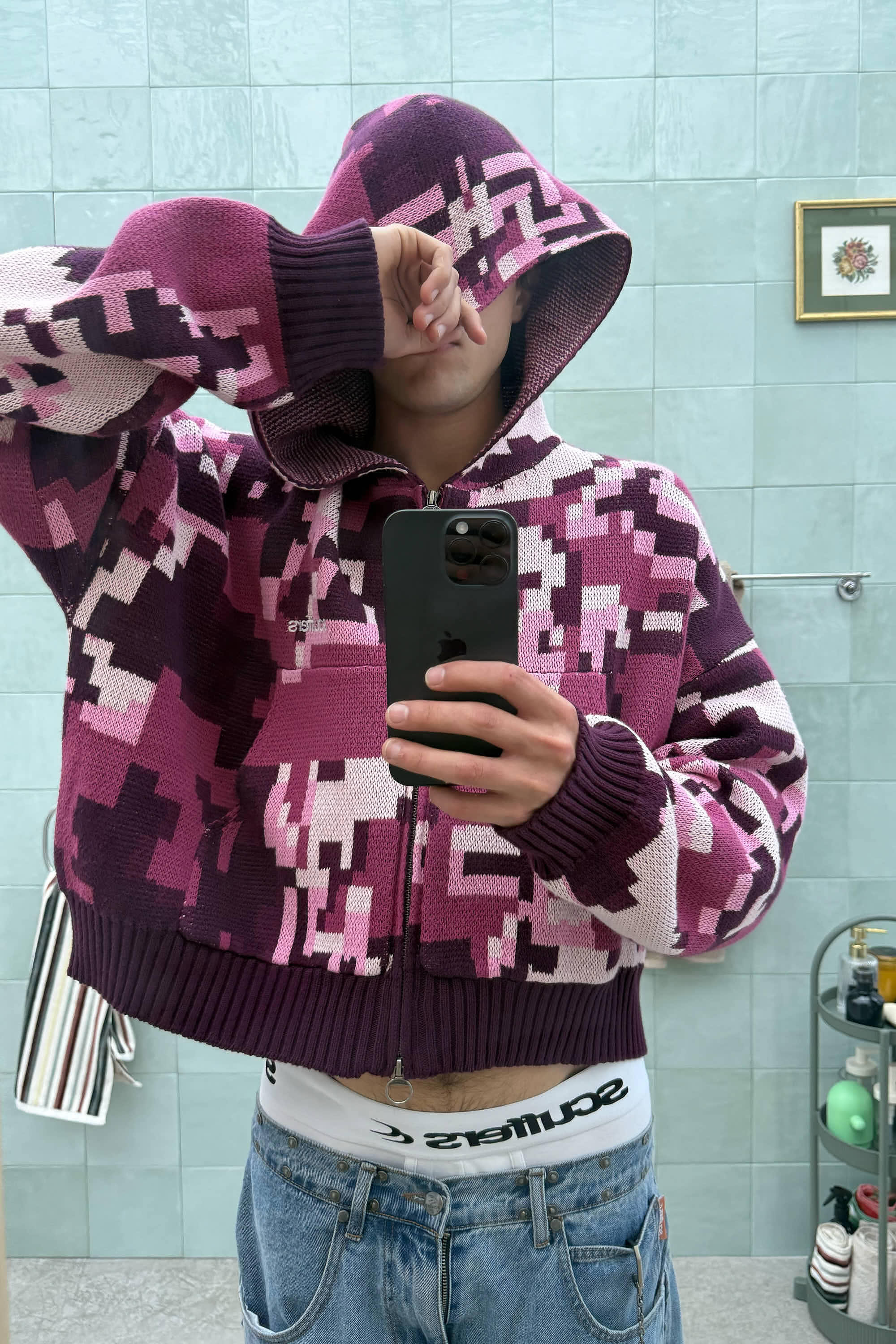 Mosaic Pink Knit Zipper - Image 5