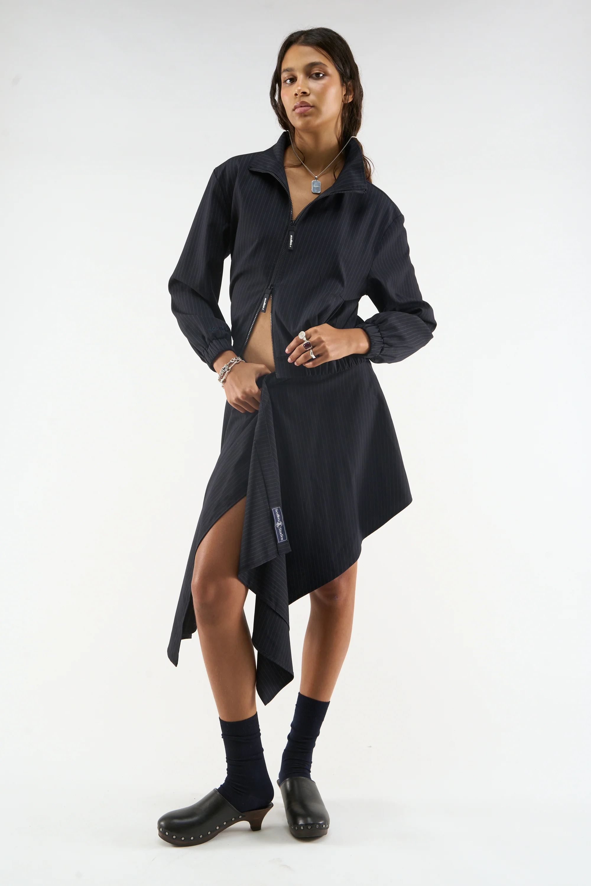 Nautica Navy Pinstripe Skirt - Image 2