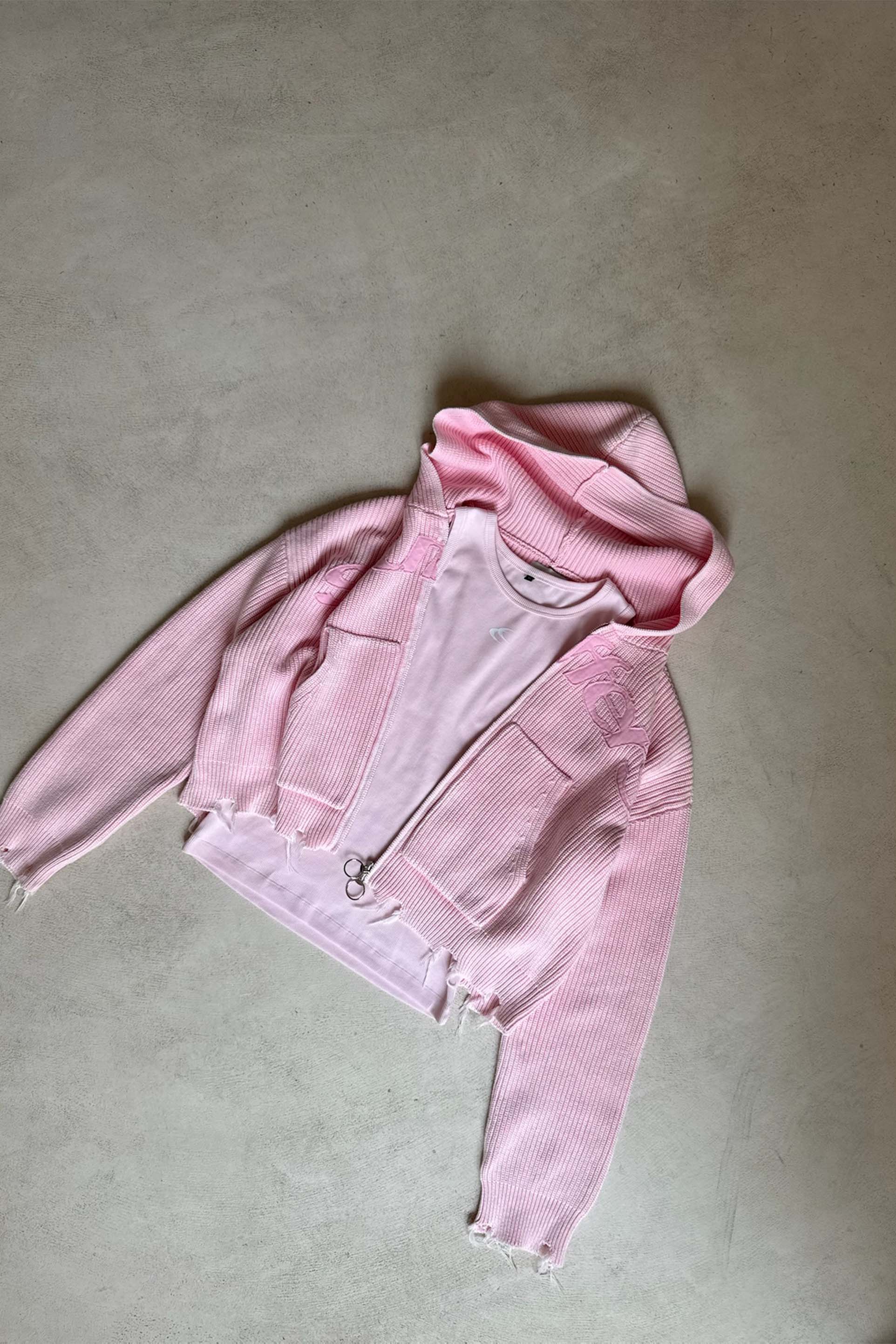 New Light Pink Buzz Knit Zipper - Image 3