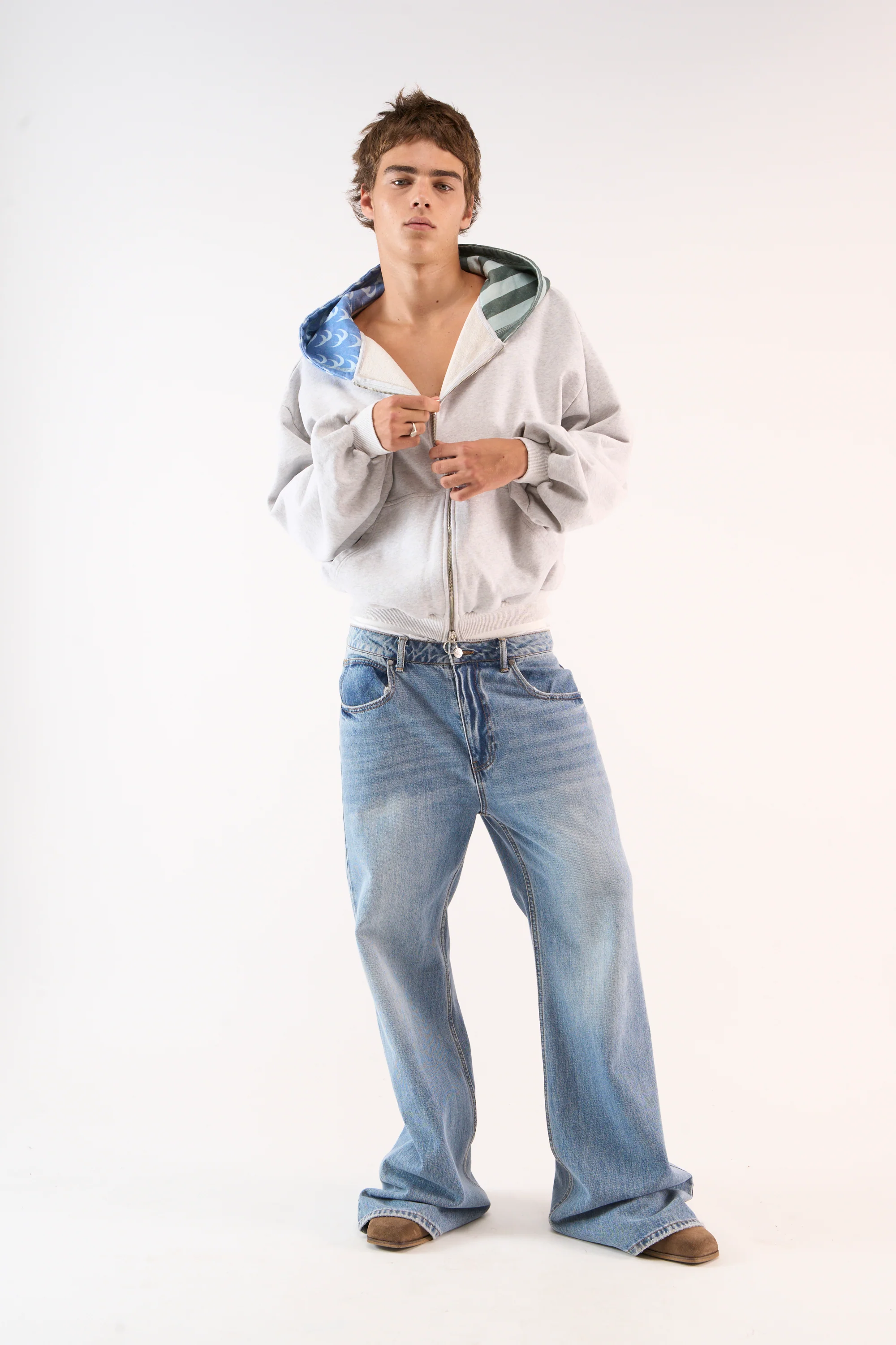 Nowhere Grey Melange Zipped Hoodie - Image 2