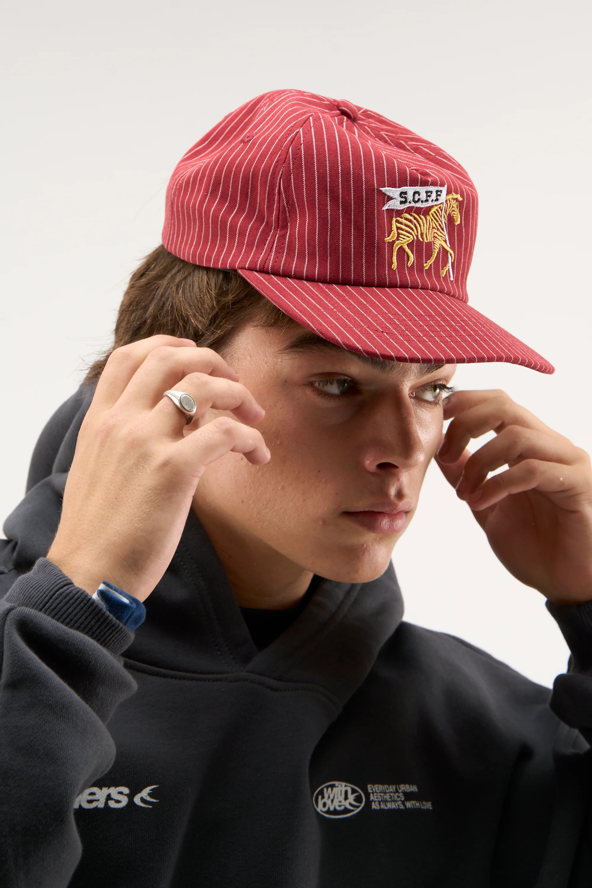 Pinstripe Burgundy Cap - Image 2