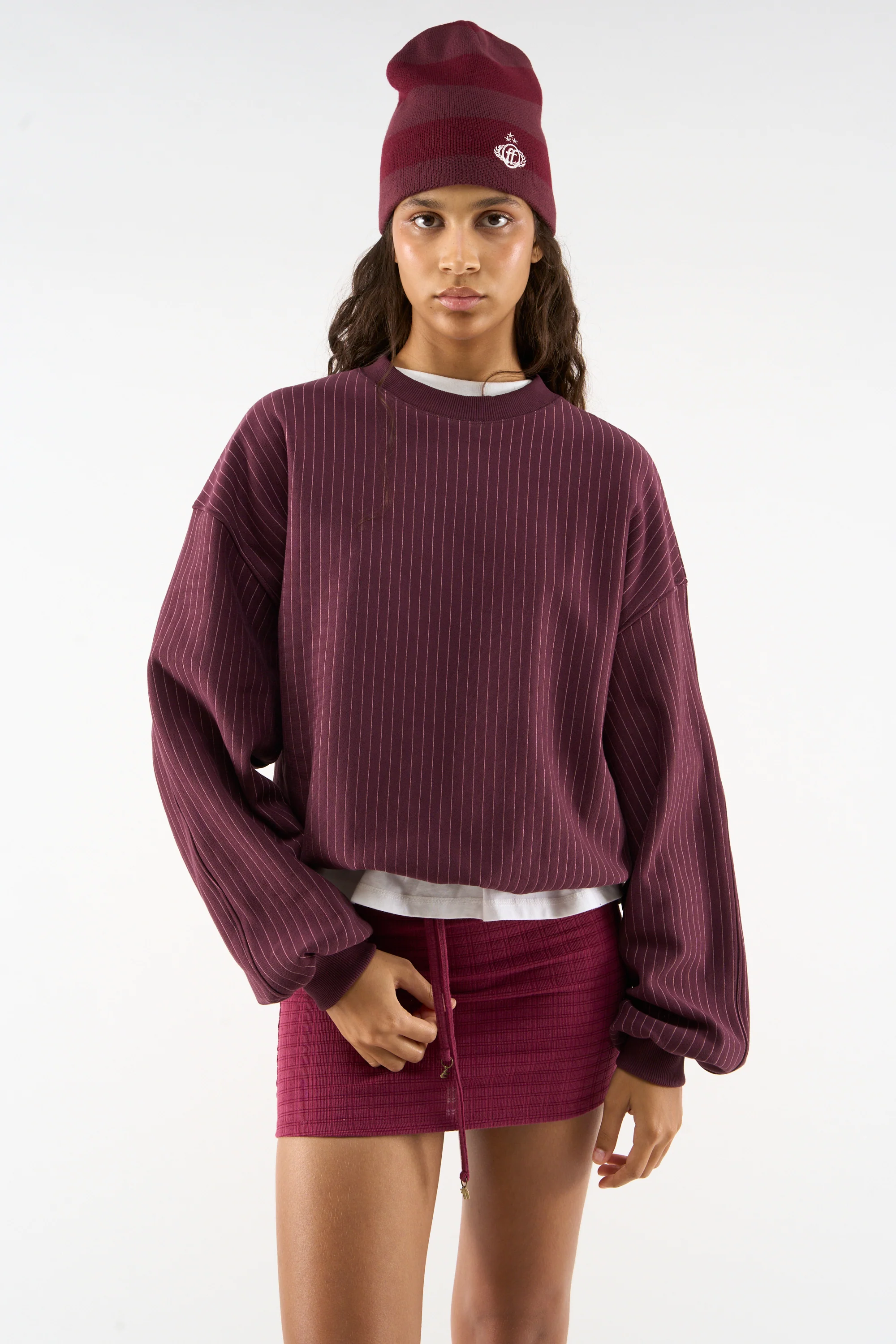 Pinstripe Burgundy Crewneck - Image 4