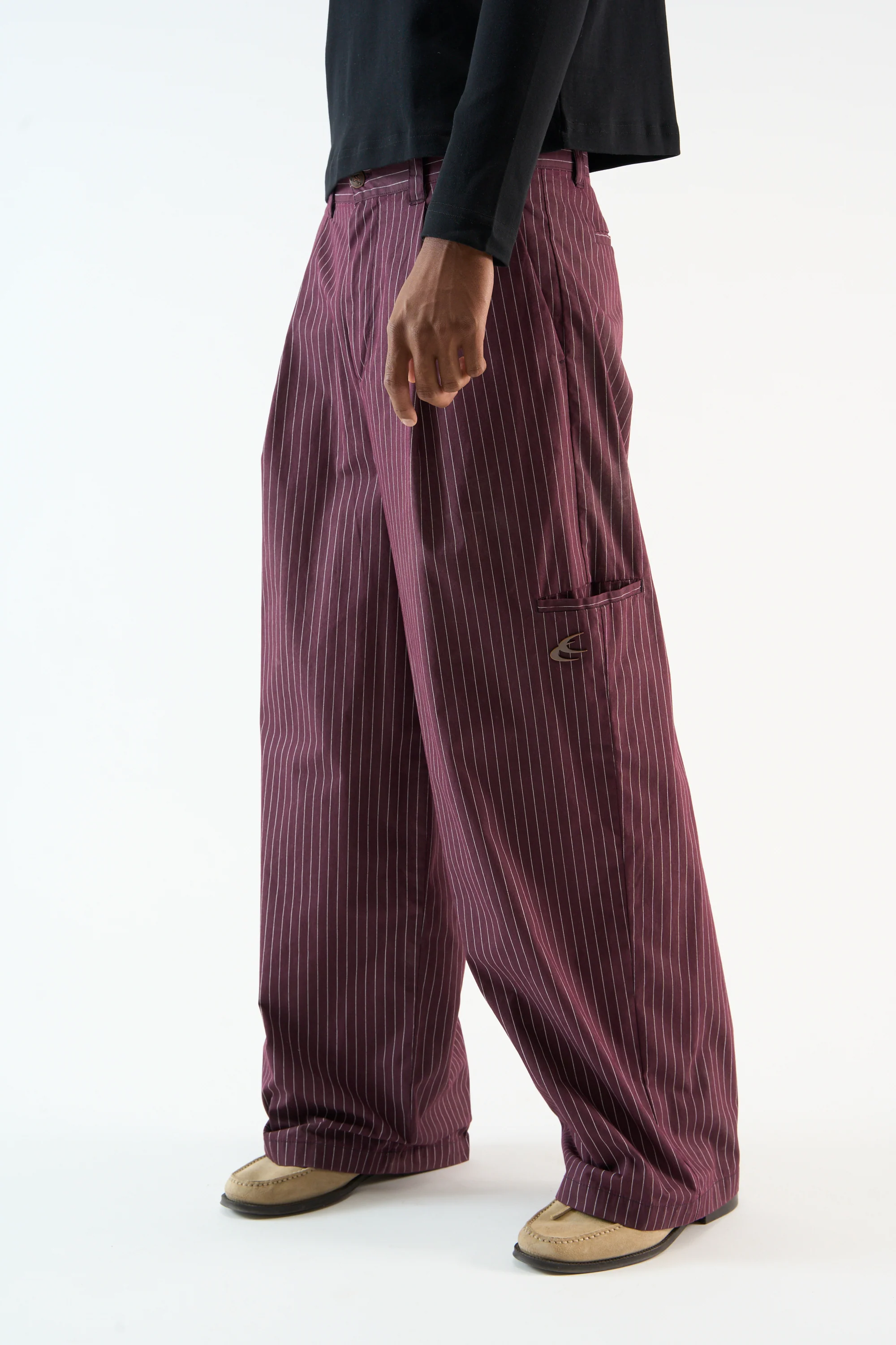 Pinstripe Burgundy Pants - Image 3