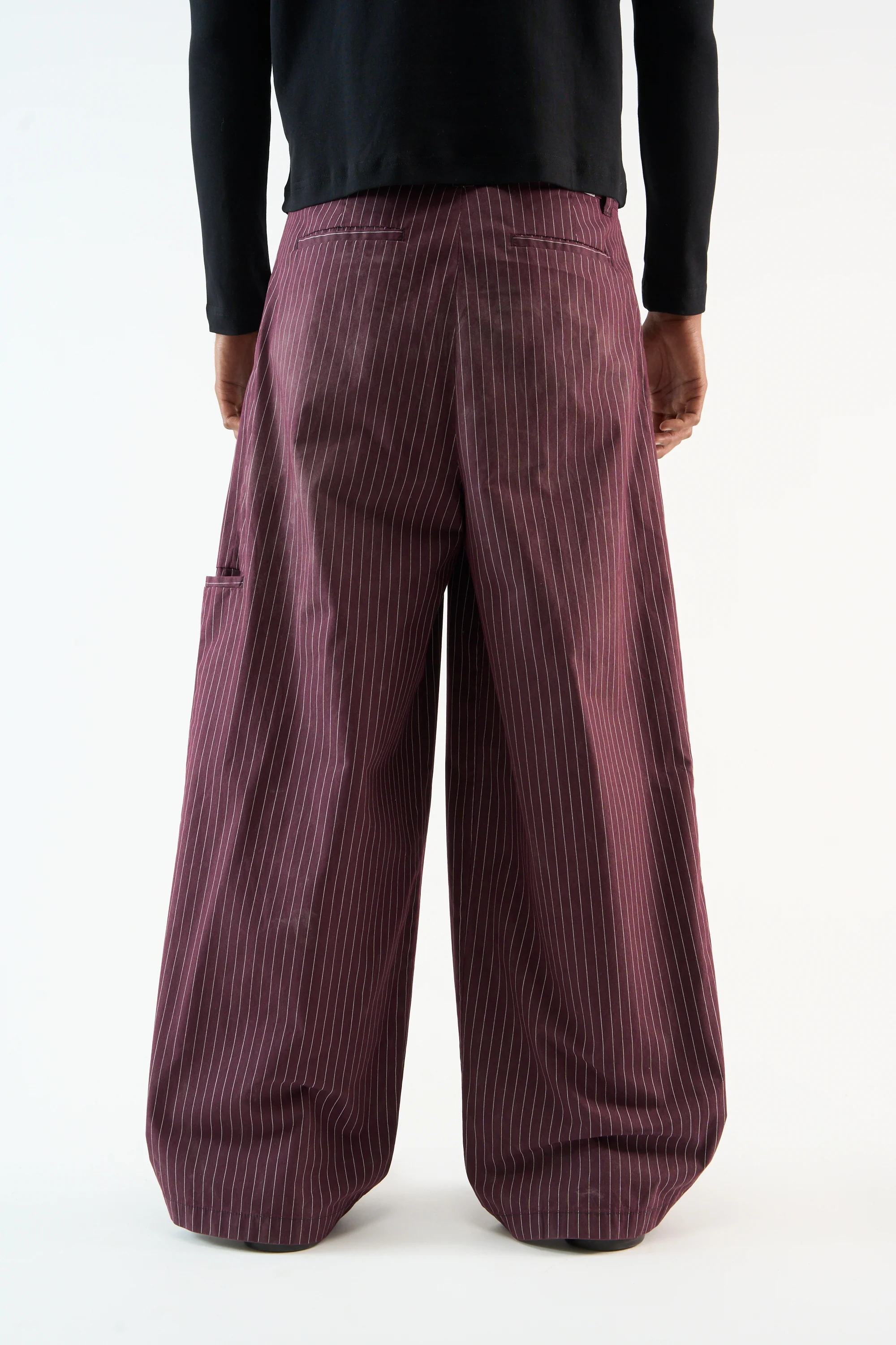 Pinstripe Burgundy Pants - Image 4