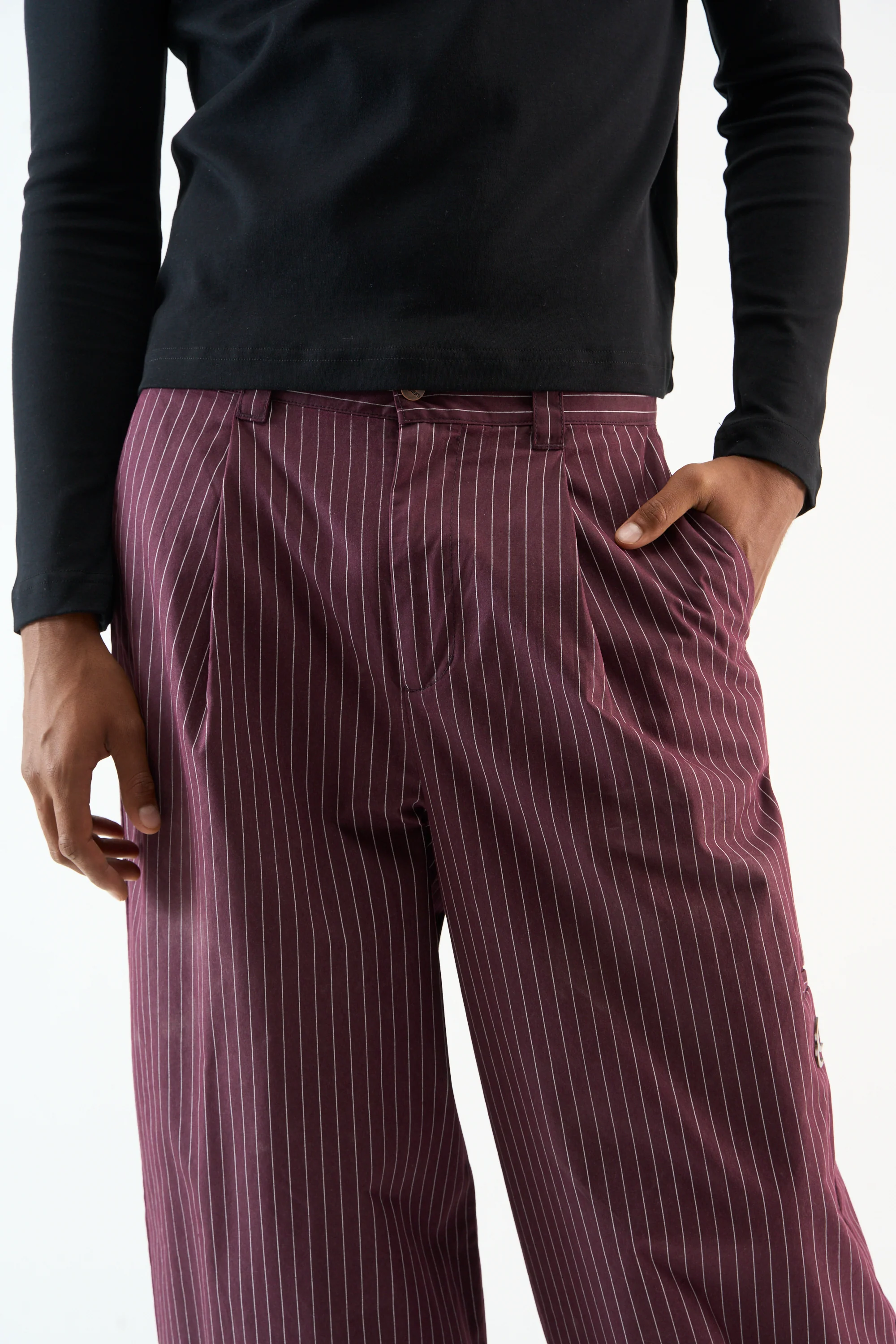Pinstripe Burgundy Pants - Image 5