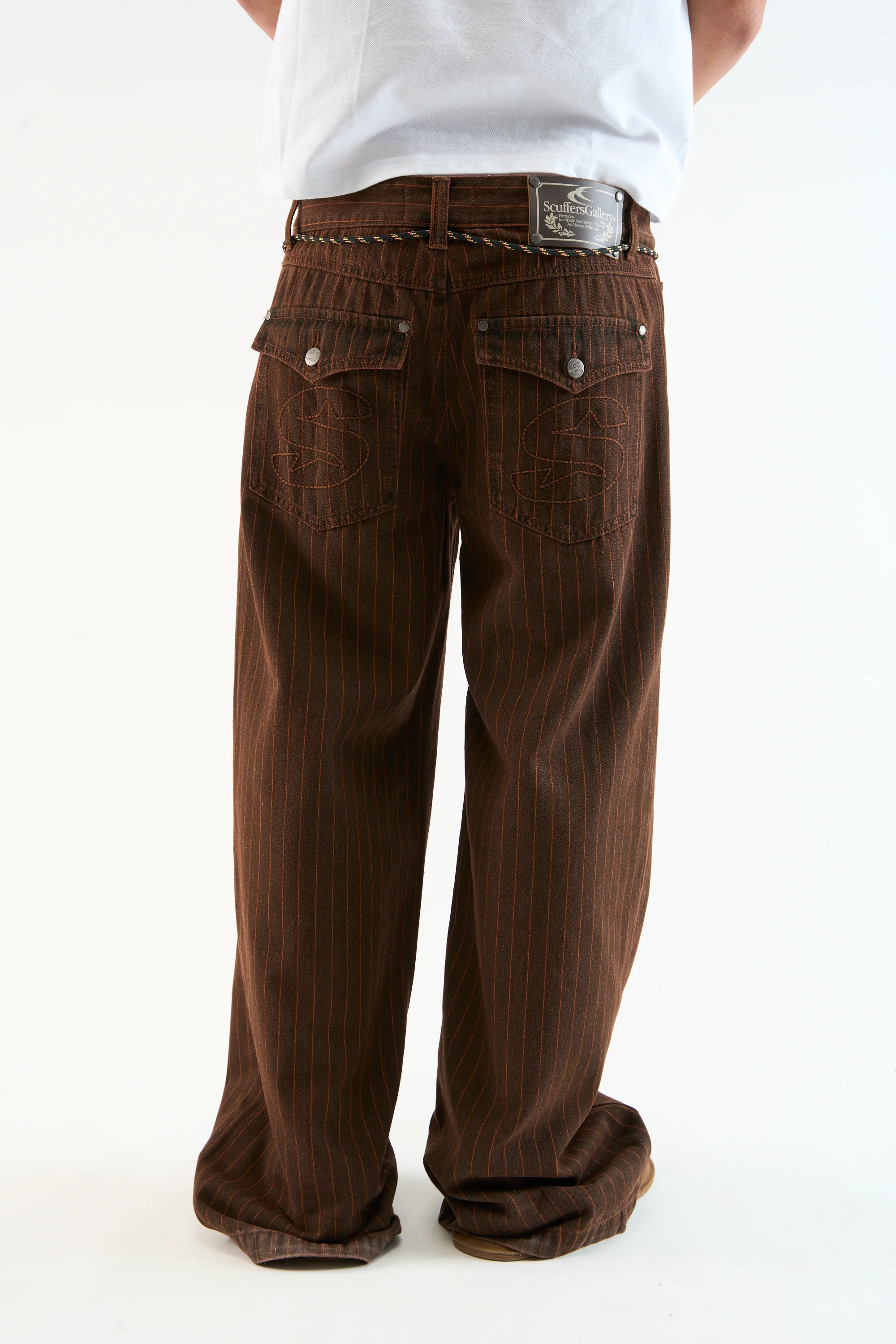 Pinstripe Carrie Brown Pants - Image 6